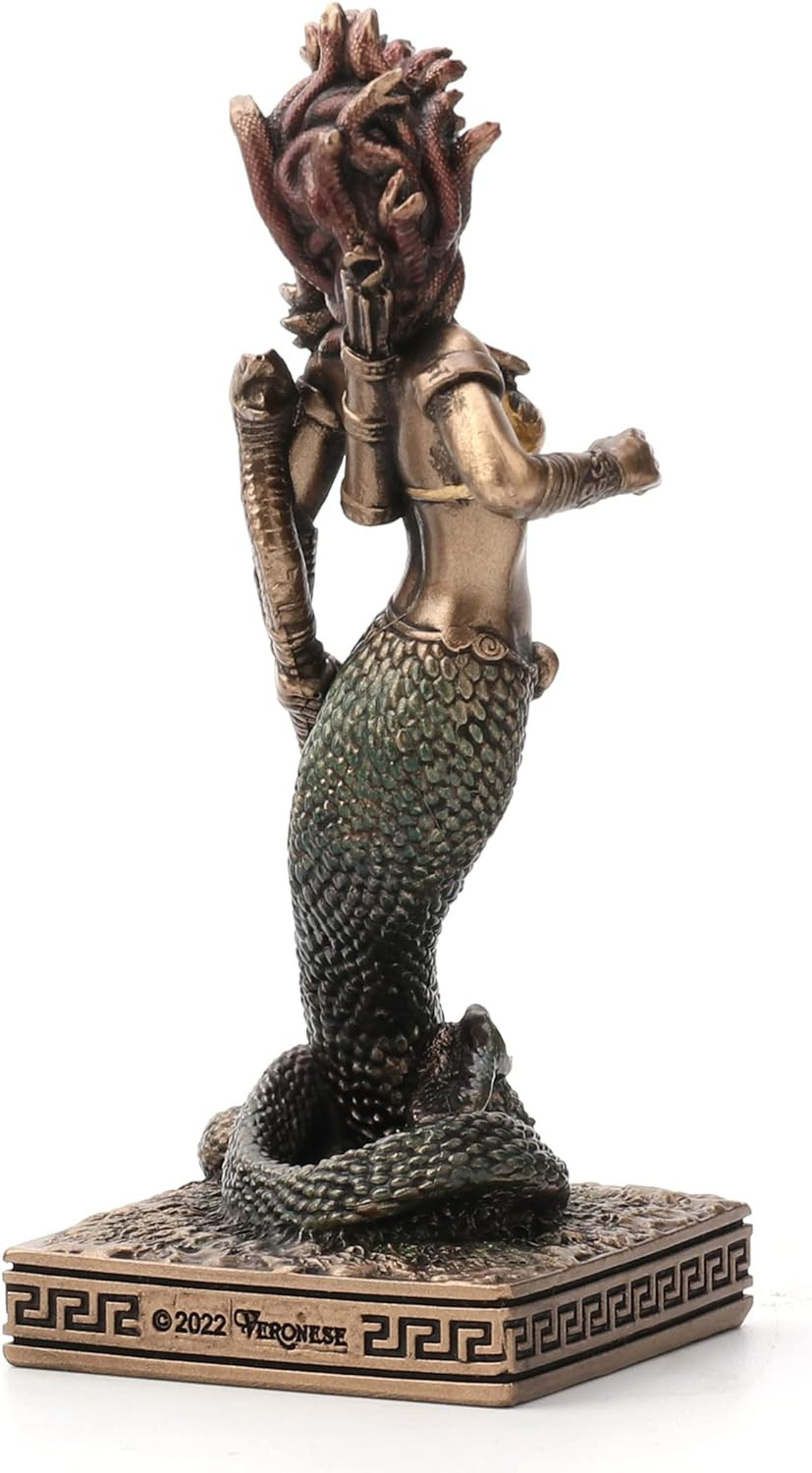 Veronese Design Medusa The Gorgon Resin Hand Painted Miniature Medusa, Bronze