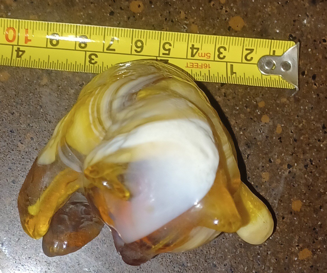 Glass Marble Bear Figure, Brown to White Tones, Signed By Maker, Preowned