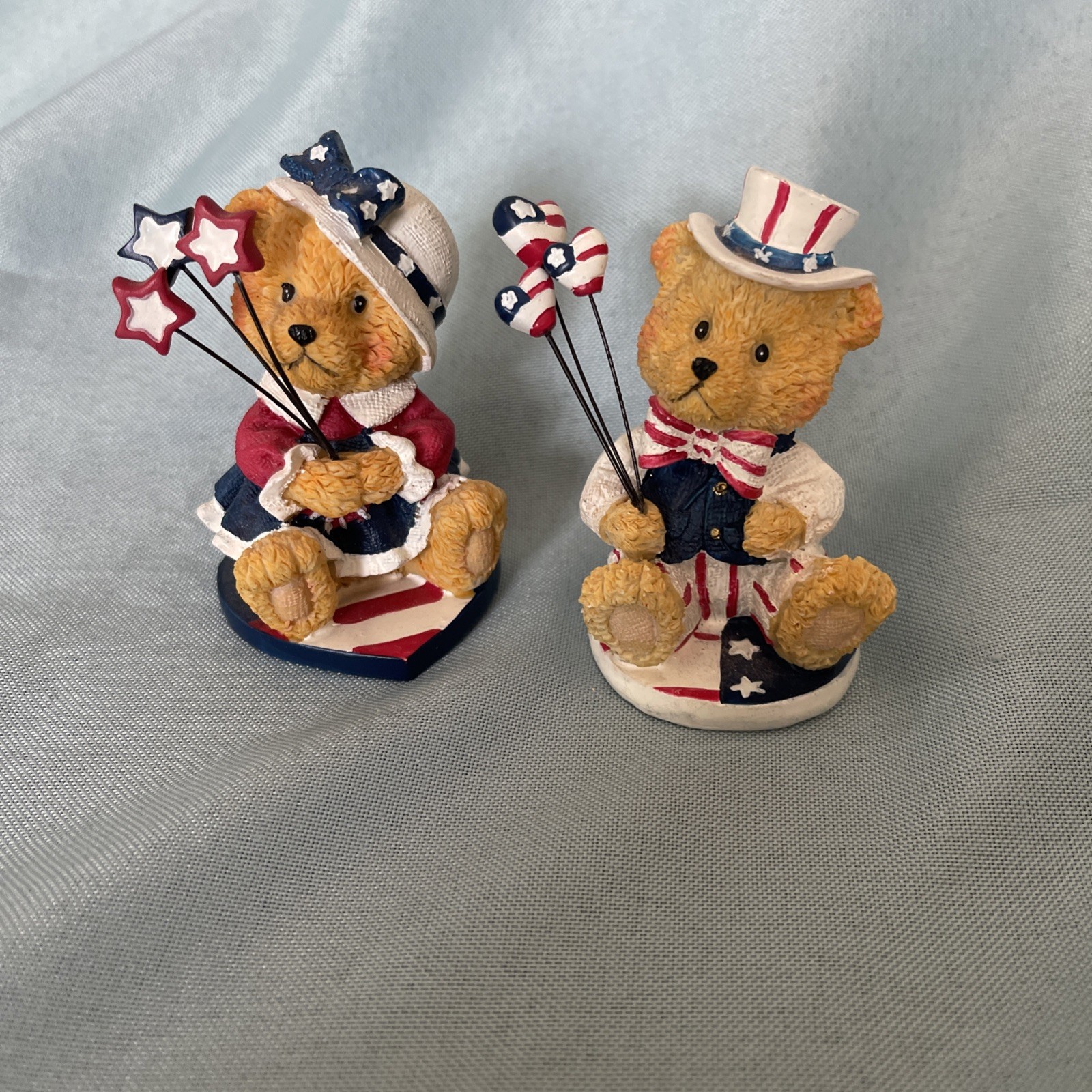 Patriotic Resin Set Of Bears Boy And Girl