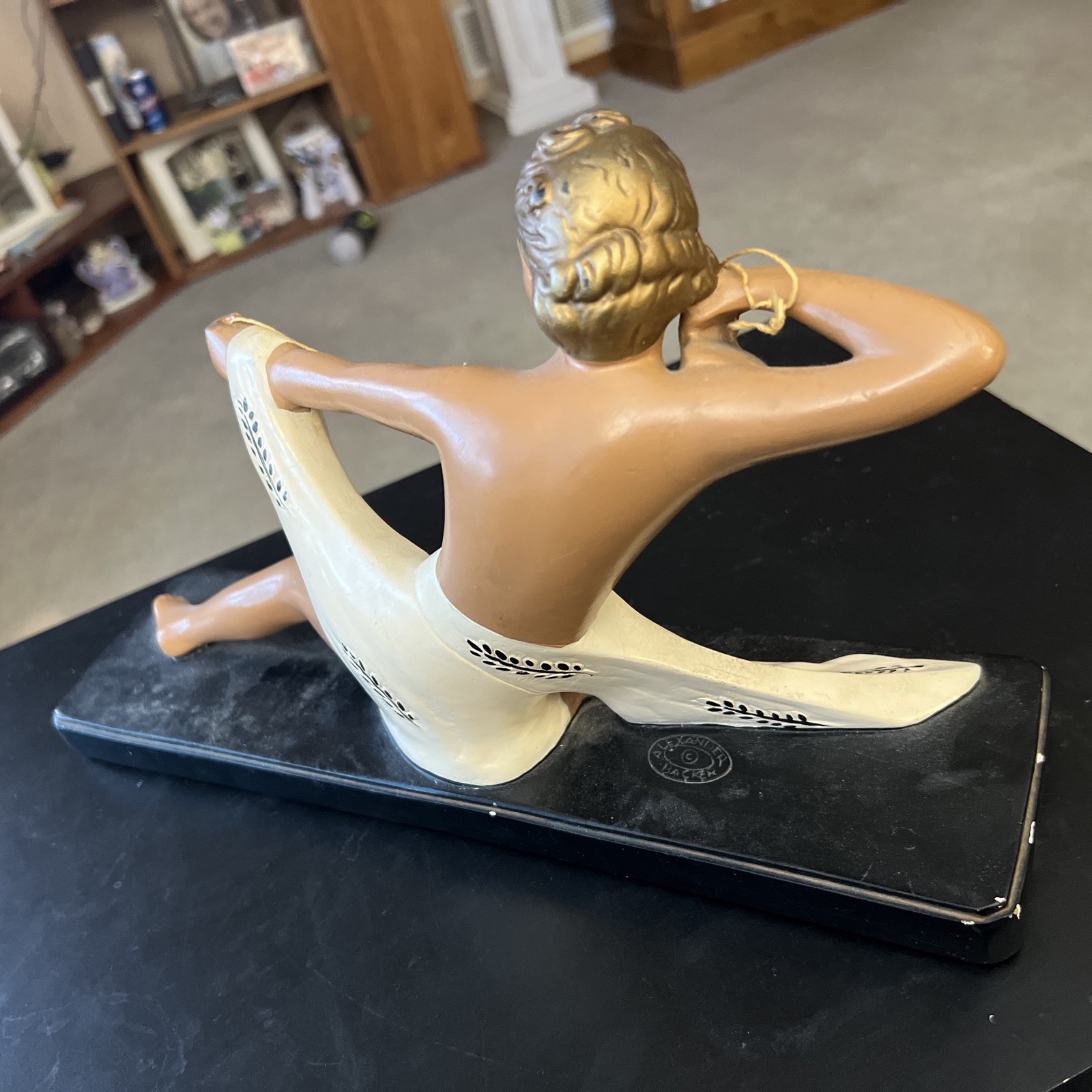 ALEXANDER BACKER Chalkware Nude Archer Art Deco Vtg GODDESS WOMAN FLOOR STATUE