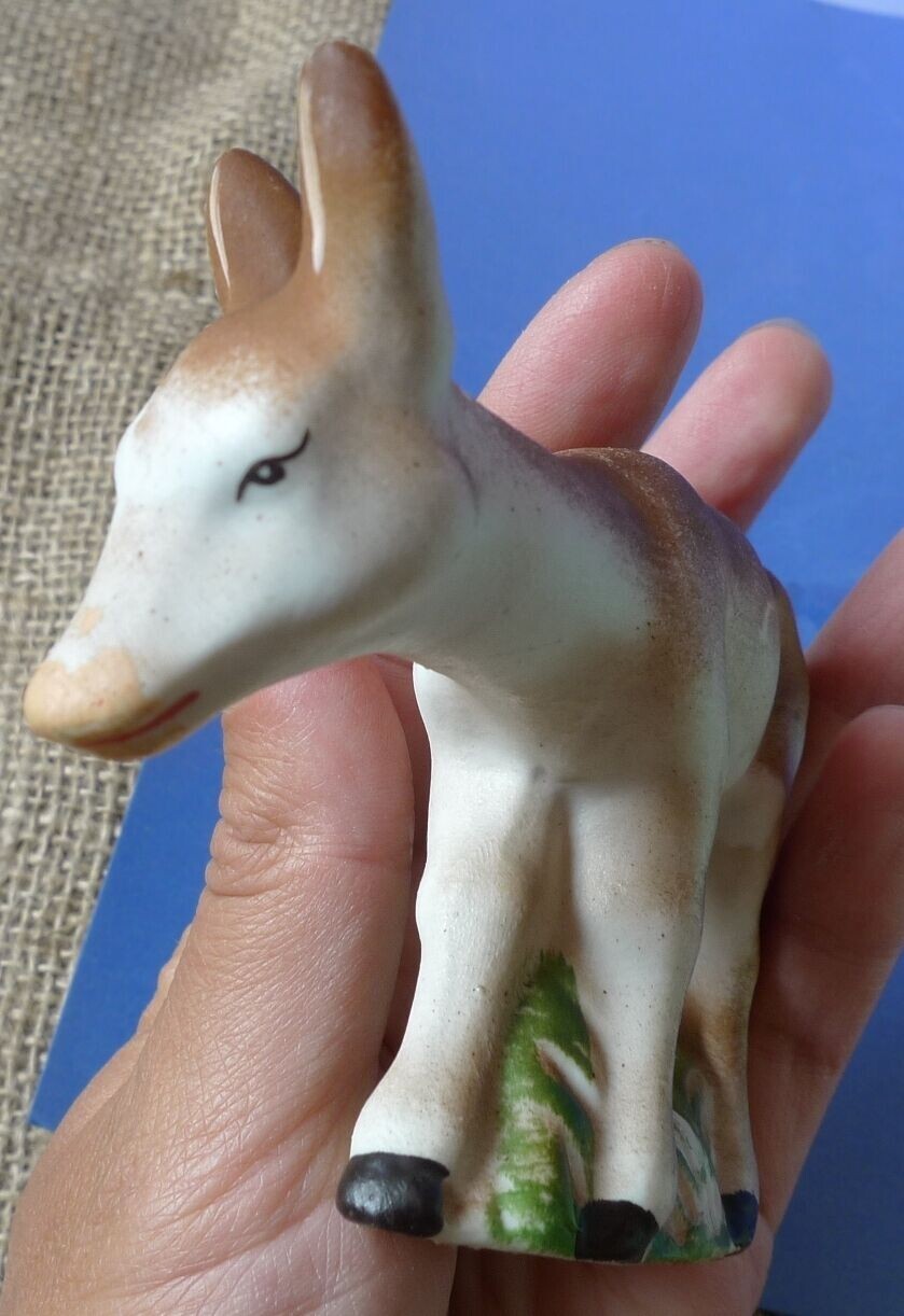 Antique Latvia Porcelain Bisque Figurine Animal Roe Deer Donkey Collectibles