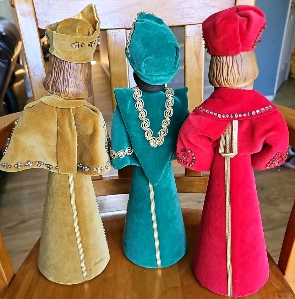 Vintage Three Wise Men Figures 1968 Dexter Thread Mills Great Colors! 14 In H.