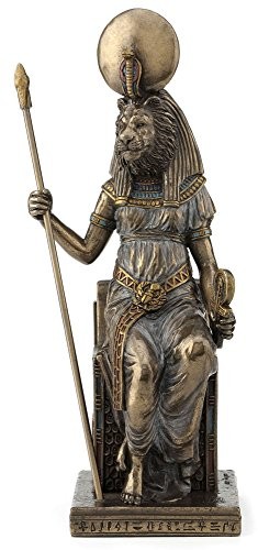US 8.25 Inch Egyptian Sitting Sekhmet Cold Cast Bronze Sculpture Figurine