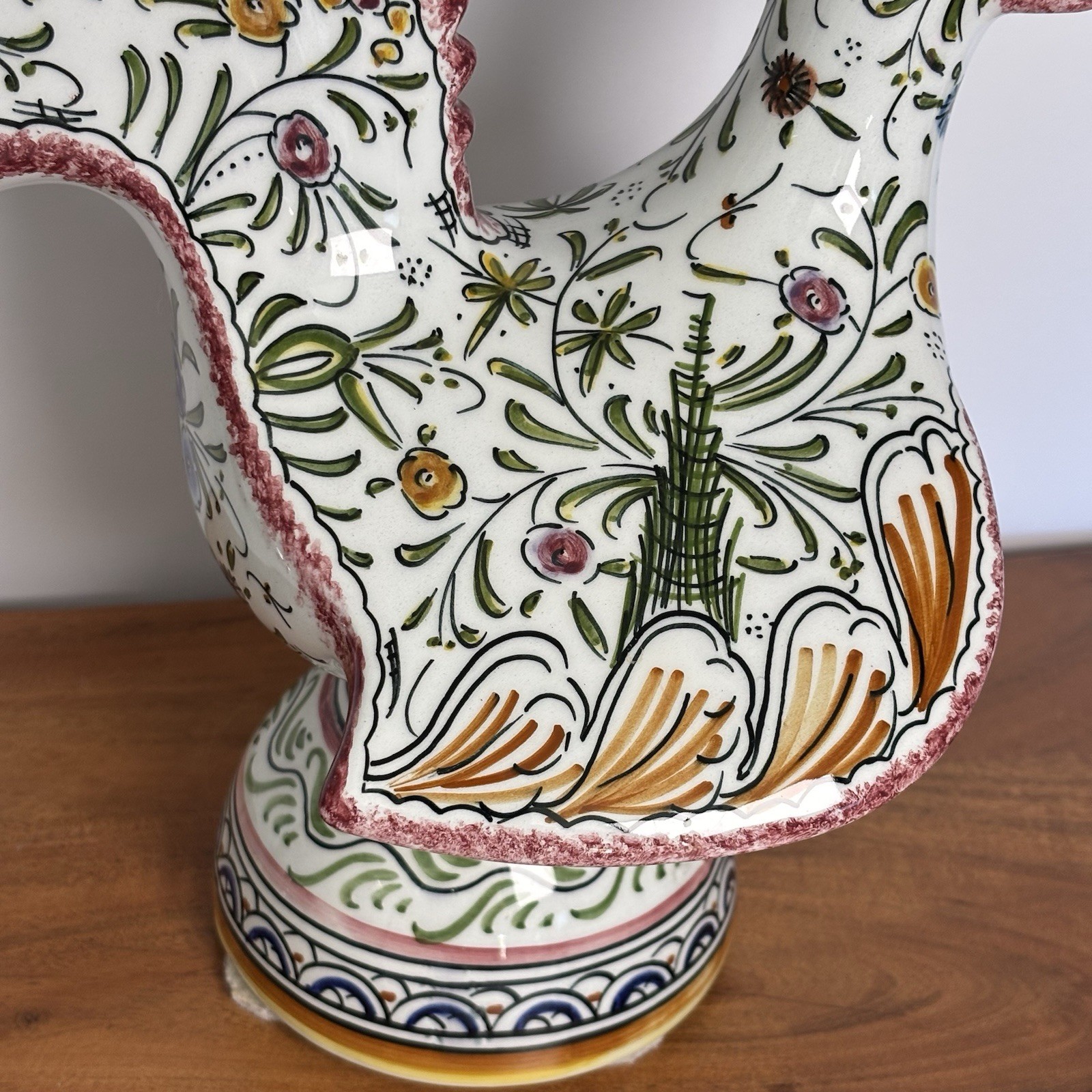 Portuguese Barcelos Lucky Rooster Hand Painted Folk Art 12” Signed