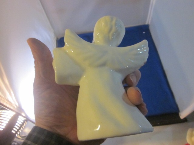 Adorable Trio of White Glazed Porcelain Musical Cherub/Angels 6 3/4 Inches, 1992