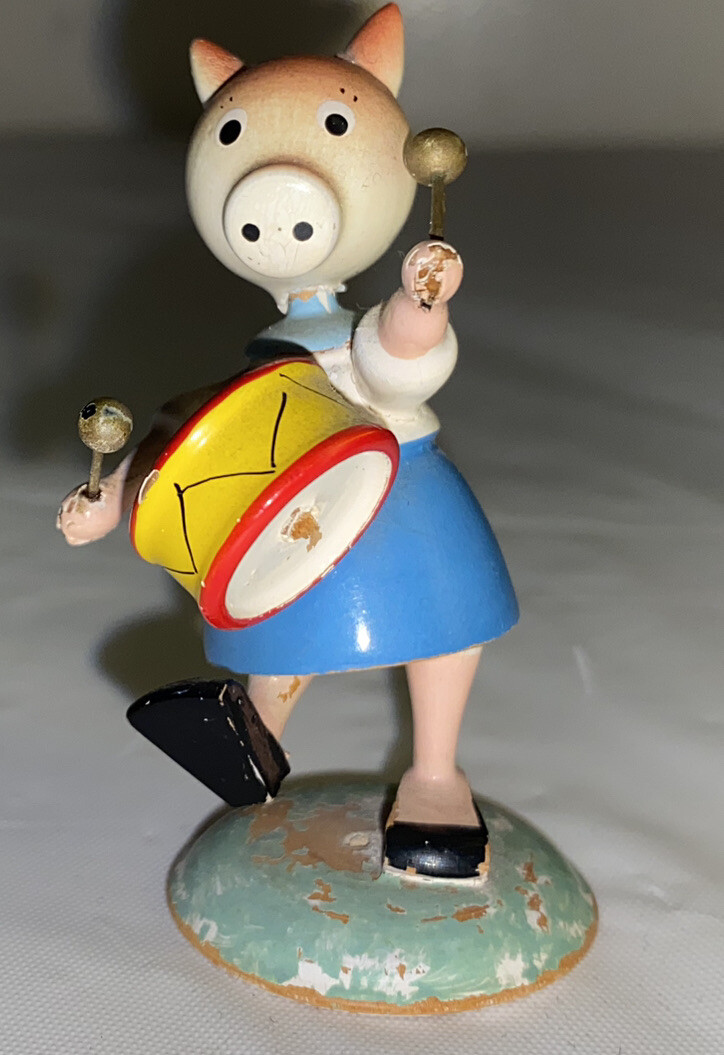 Vintage 60s Goula made in Spain Figurine girl Pig Drummer
