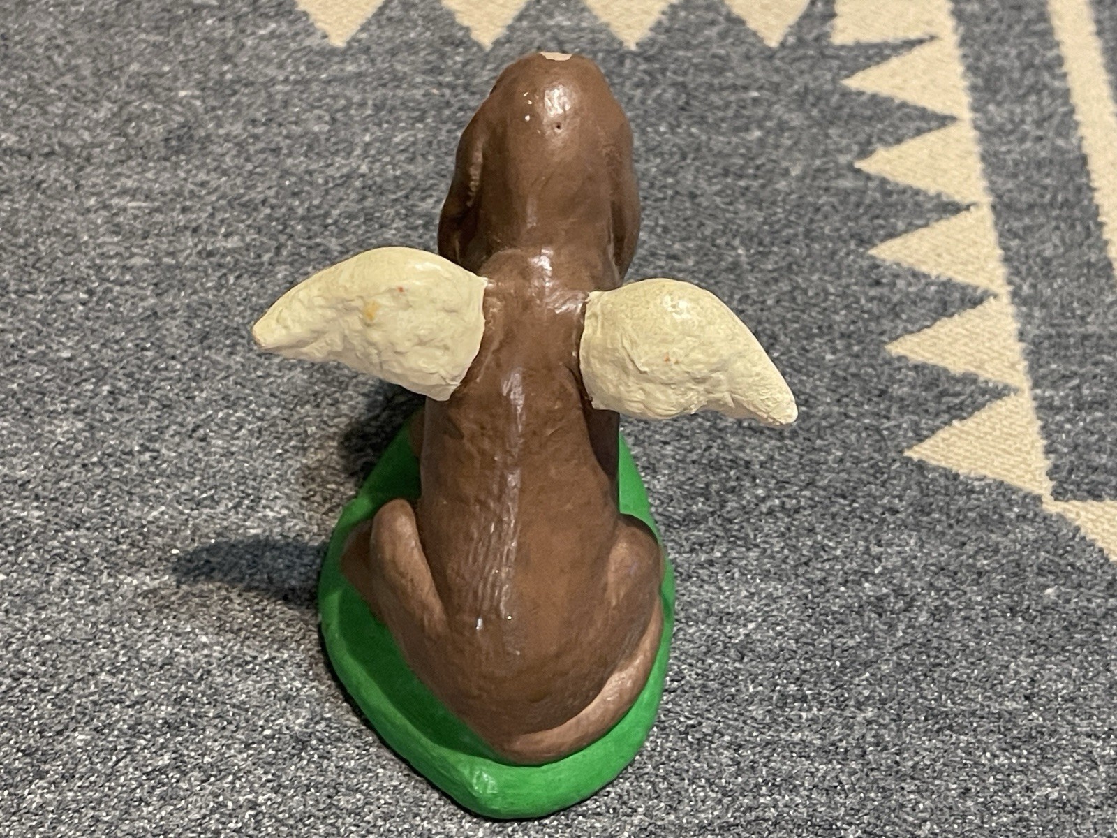 Vintage Folk Art Winged Bloodhound Dog Figurine Ceramic Pottery Statue