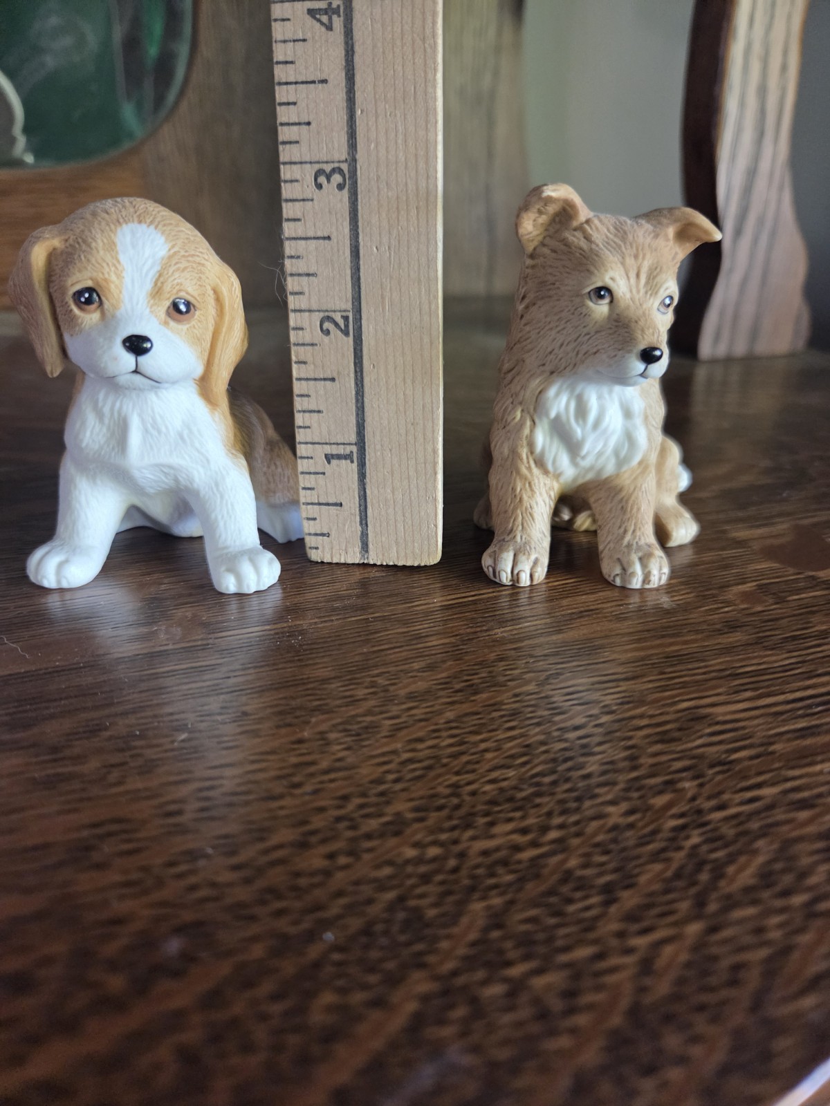 Homco Dog Figurines Beagle & Red Heeler Cattle Ceramic Puppies 8828 Vintage