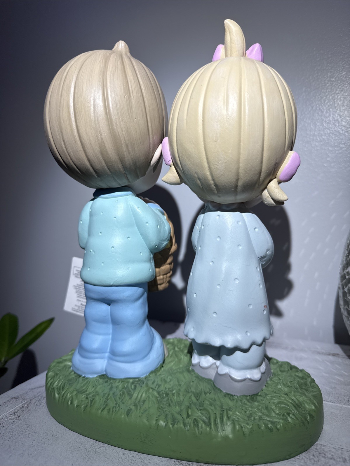 Precious Moments Boy & Girl Easter Figures W/ Easter Basket! 10 1/2 in. H HTF!