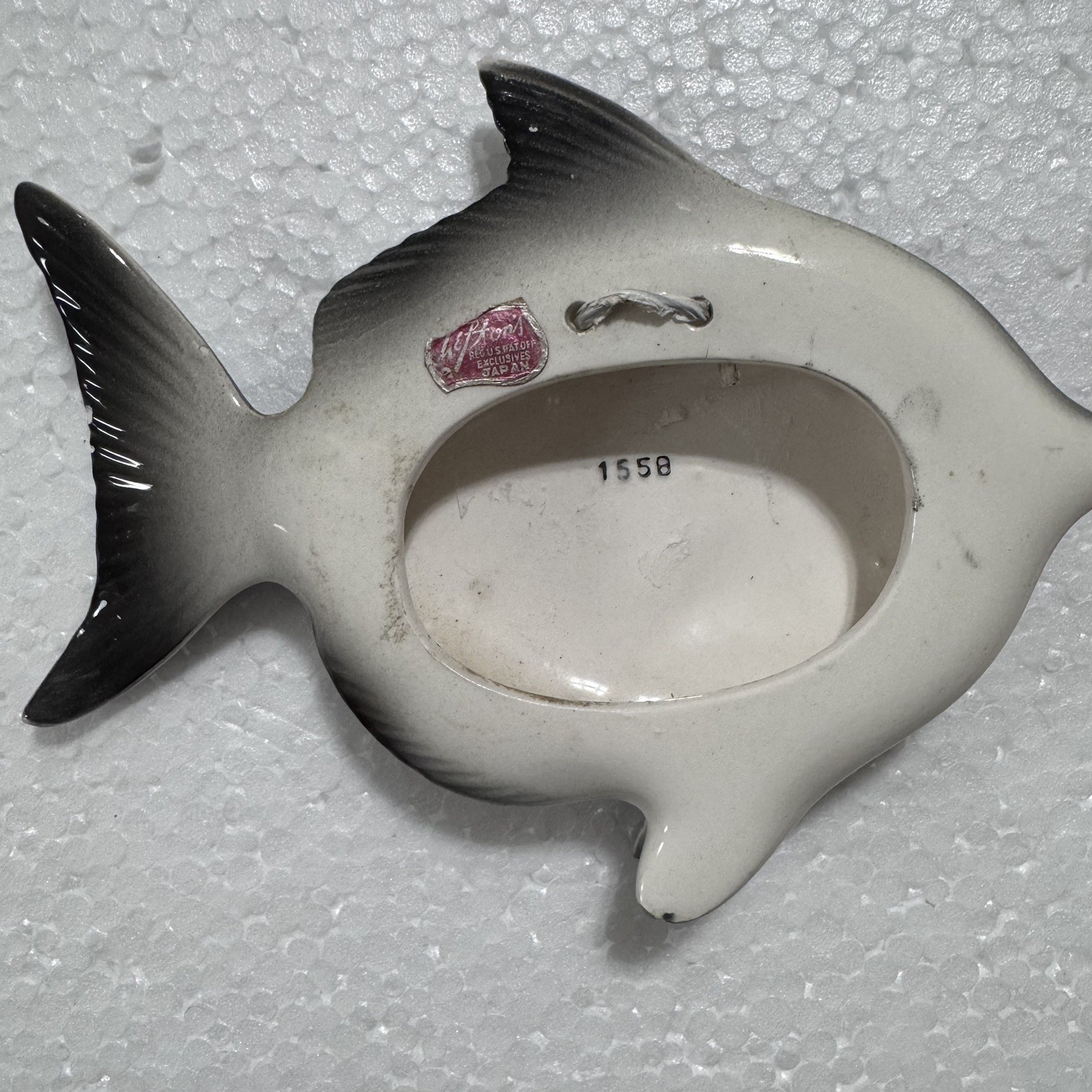 Vintage Lefton Black, White And Gold Wall Plaque Fish