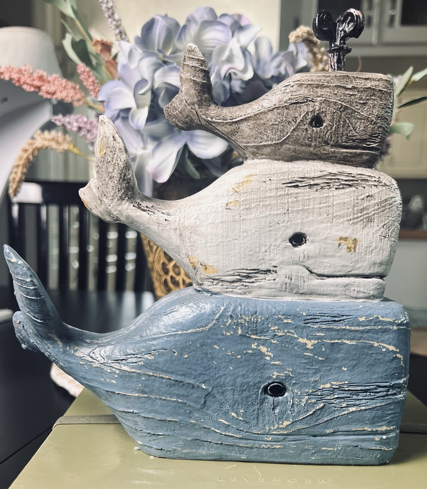 Cute Stacked Whales Wood-like Resin