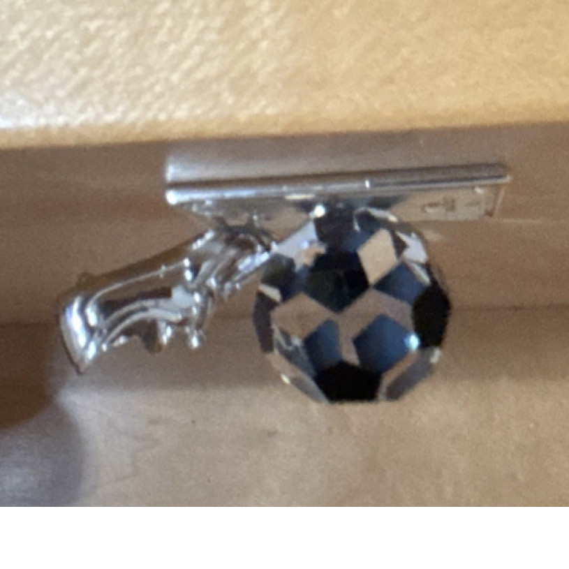 Silver-Tone Metal Soccer Player Figurine w/ Black Crystal Soccer Ball