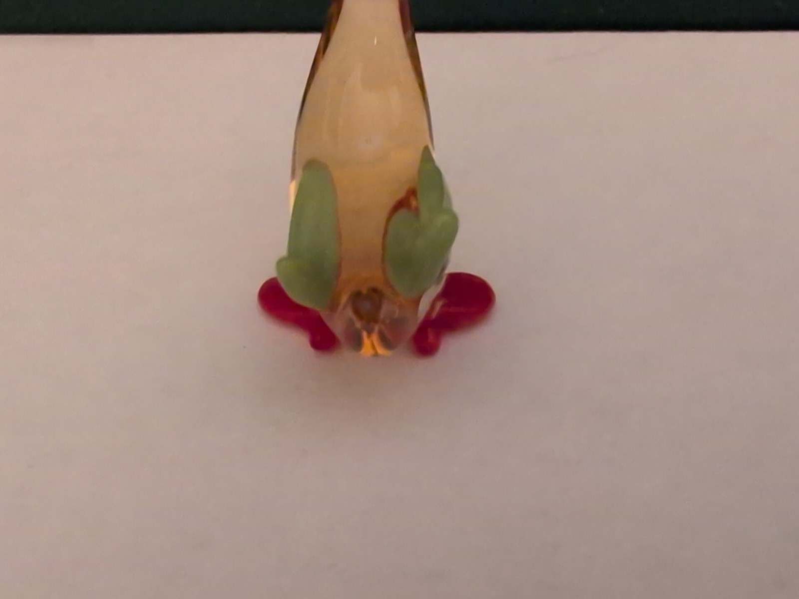 Vintage Swan Miniature Glass Figurine Hand Blown Art Glass Clear Yellow Red