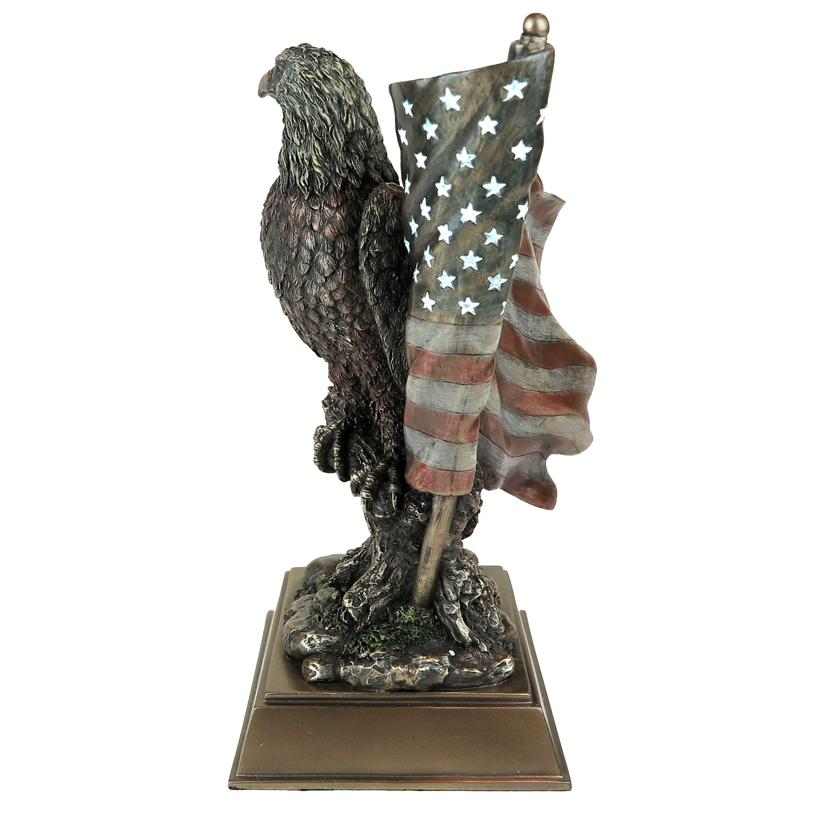 Bald Eagle American Pride Stars Stripes Bronze Figurine Miniature Statue 10.5″H