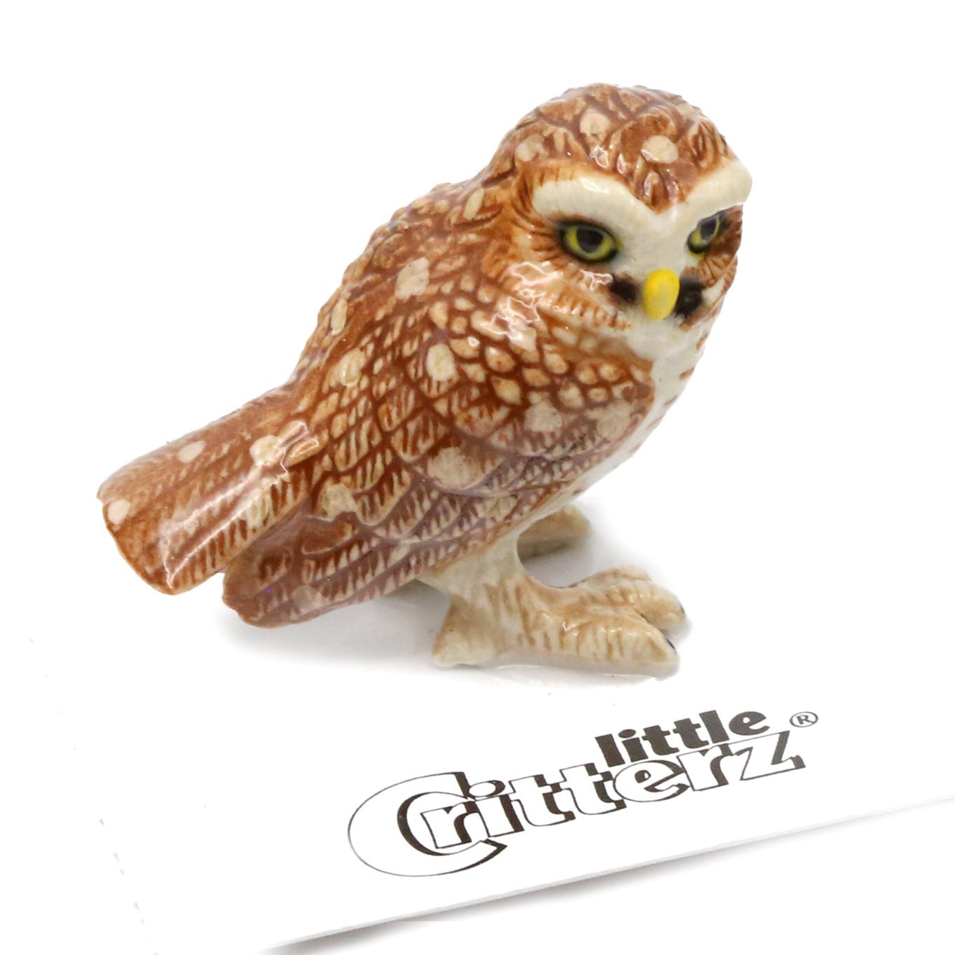Little Critterz Owl – Burrowing Owl “Athene” – miniature porcelain figurine