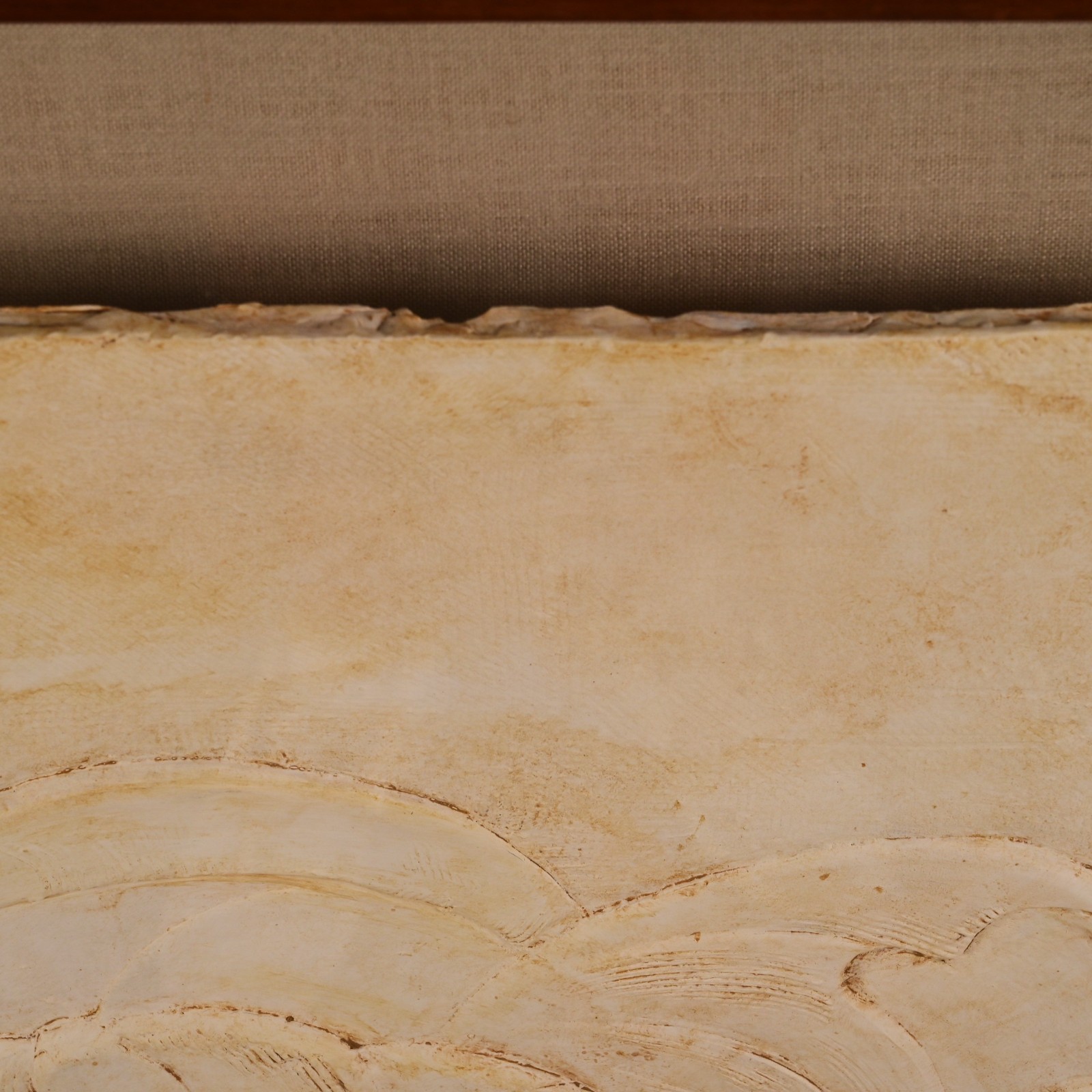 BRIONI Original Vintage Signed Bas Relief Plaster Wall Sculpture Floral Painting