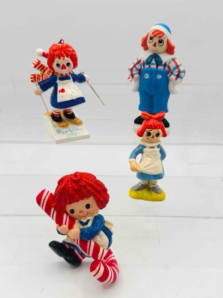 Vintage Raggedy Ann & Andy 1980s FIGURINE LOT, Set of 4, EX