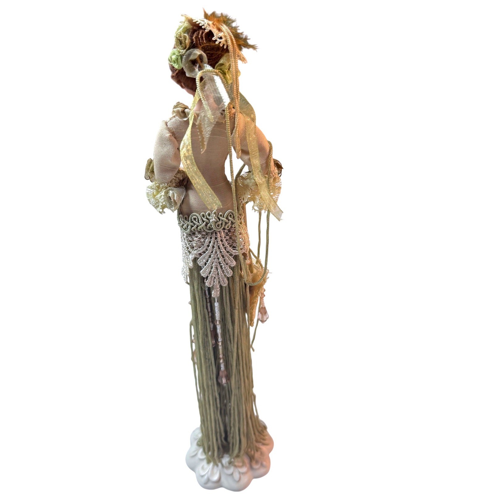 Vintage Victorian Lady Porcelain Figurine Doll Tassel Dress Edwardian Decor