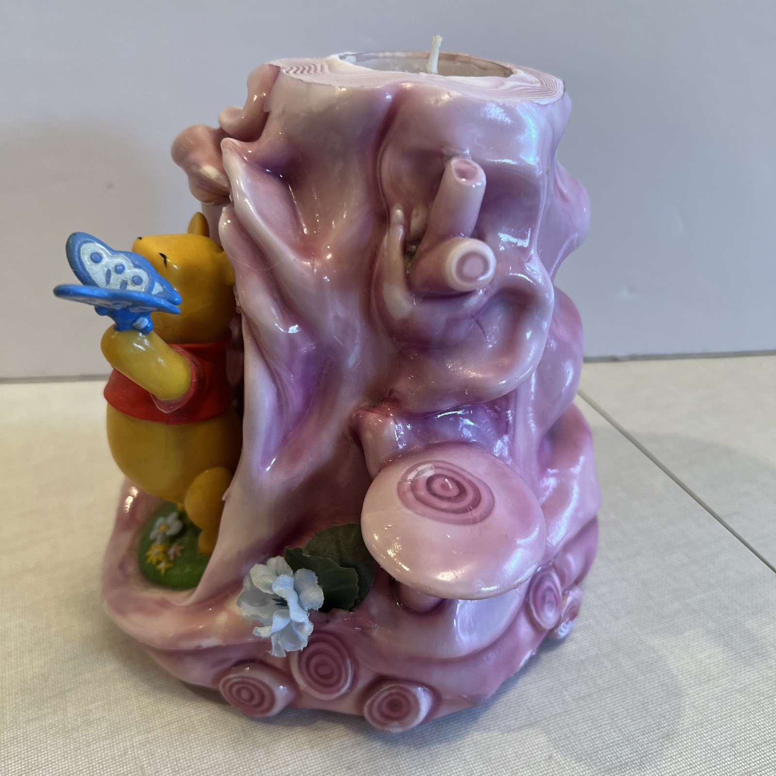 Winnie the Pooh Hand-Carved Candle Vtg Hundred Acre Wood 5.5″ Tall Retro 80s New