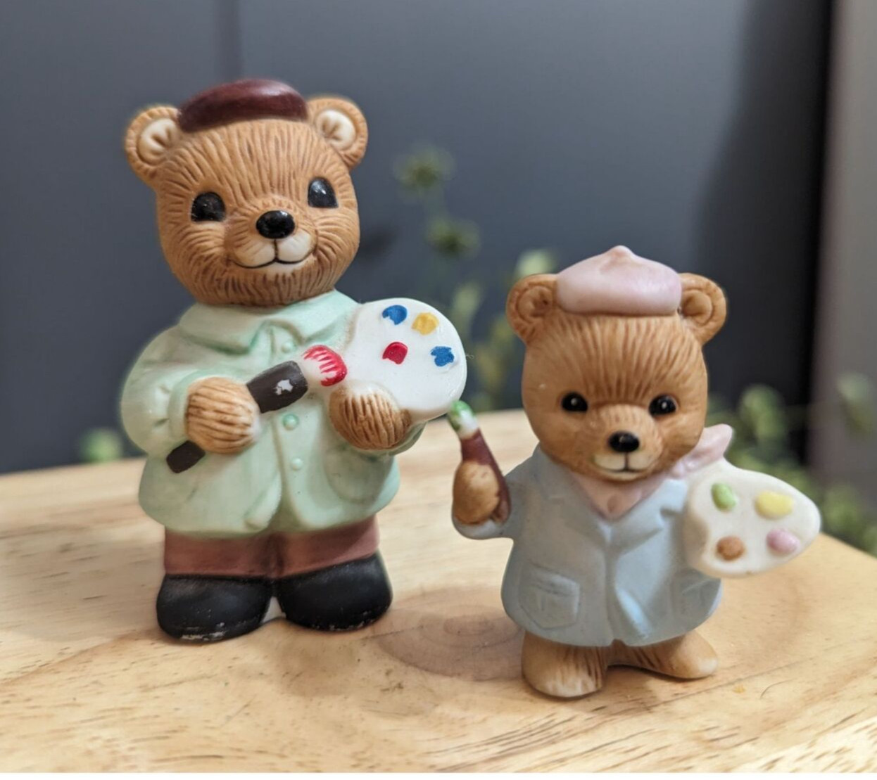 Homco porcelain painter art bear figurine lot adult & baby bear 2 & 3″ 1406 8820