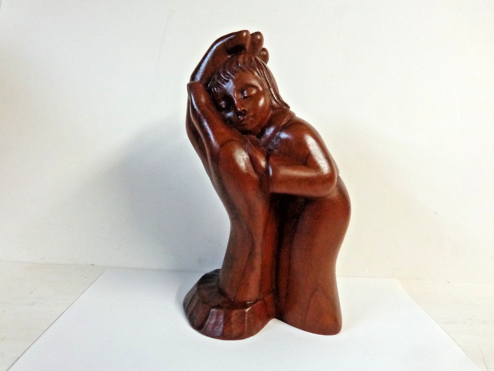 Vintage Hand Carved Wood Sculpture Child Held in Gods Hands Balinese or Similar