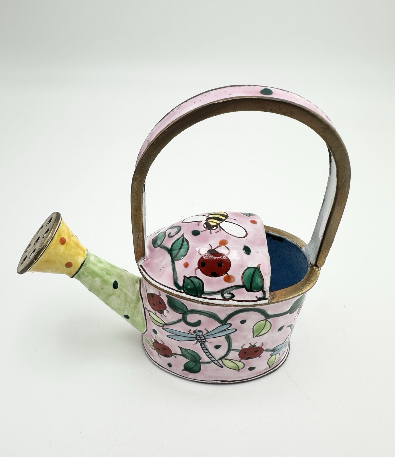 Kelvin Chen Enamel Mini Watering Can Trinket Box Ladybug Bee Dragonfly 1999