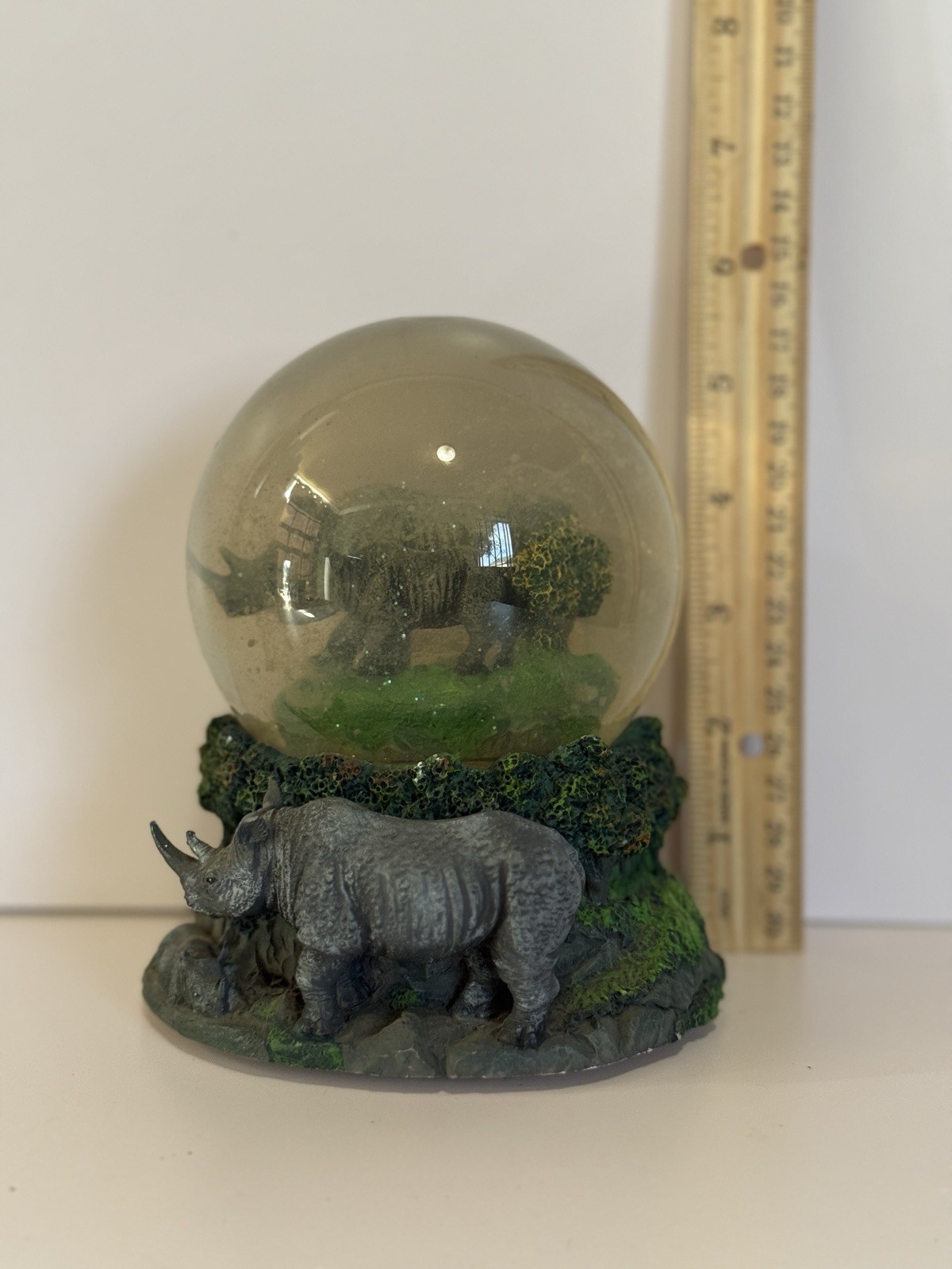 Vintage Wildlife Animal Rhinoceros Water Globe Collectible Water Ball Home Decor