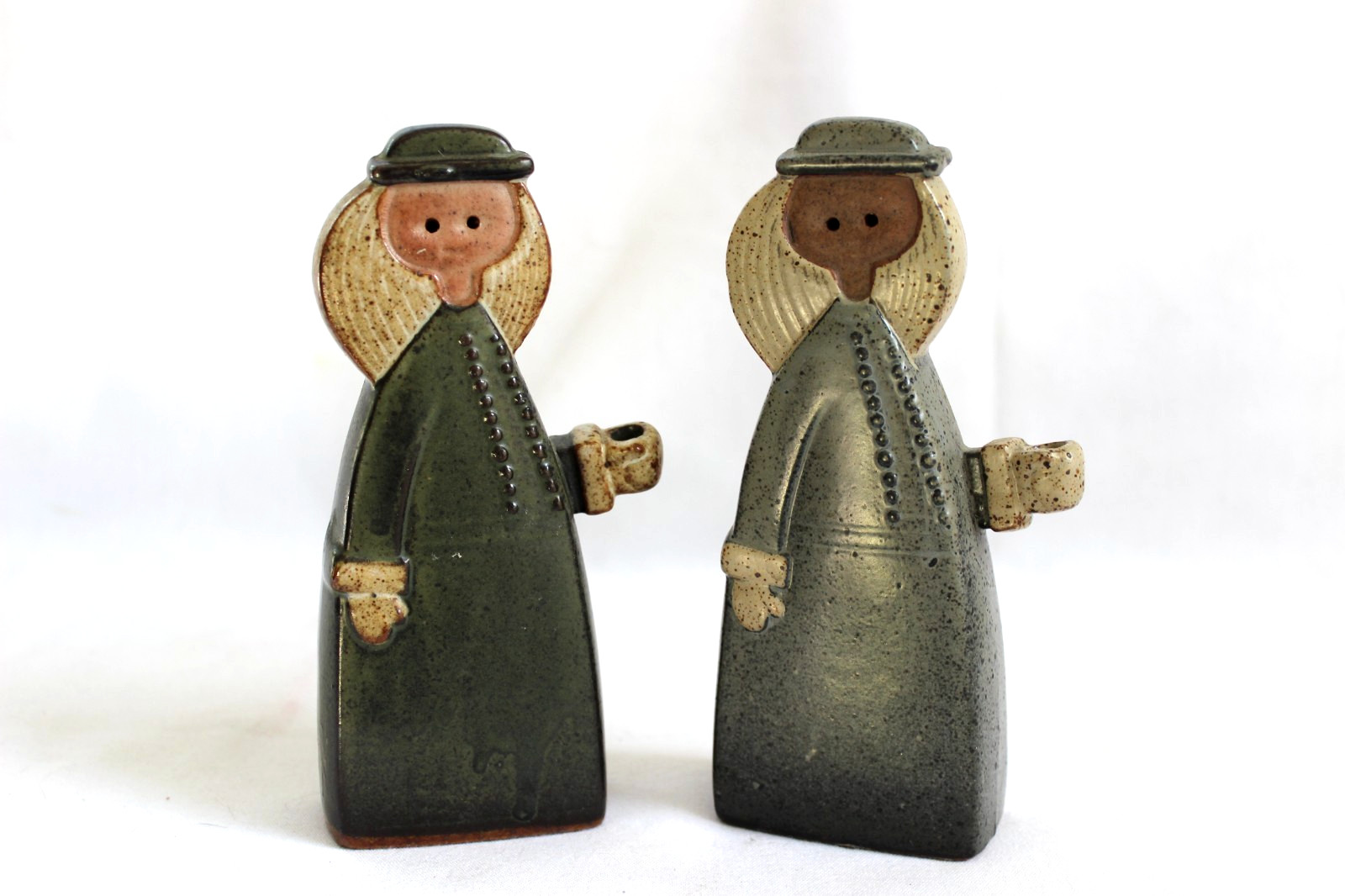 PAIR Vintage Japan Alfred Knobler Stoneware Art Pottery Minimalist Candle Holder