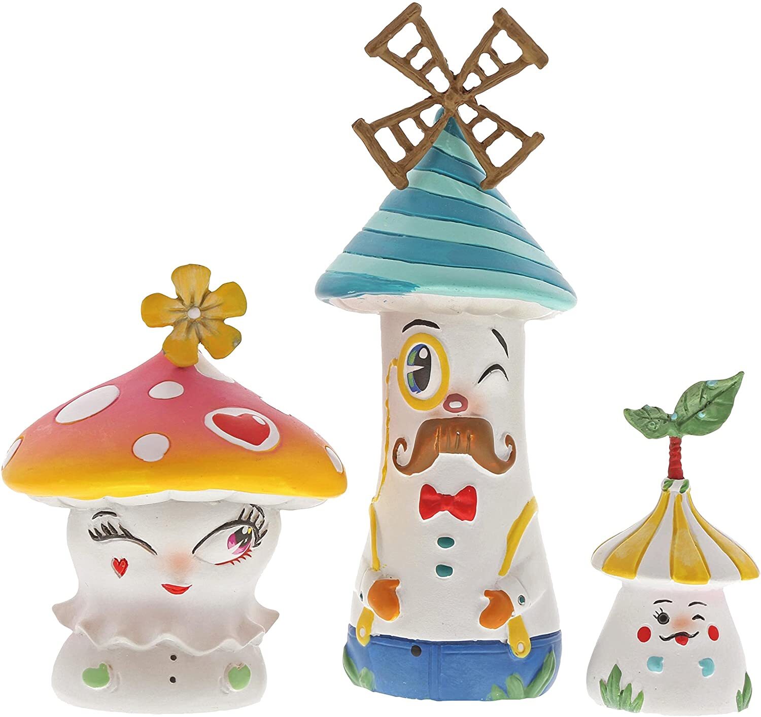 Enesco The World of Miss Mindy Lil’ Mushies Stone Resin Figurine Set, 4.5″