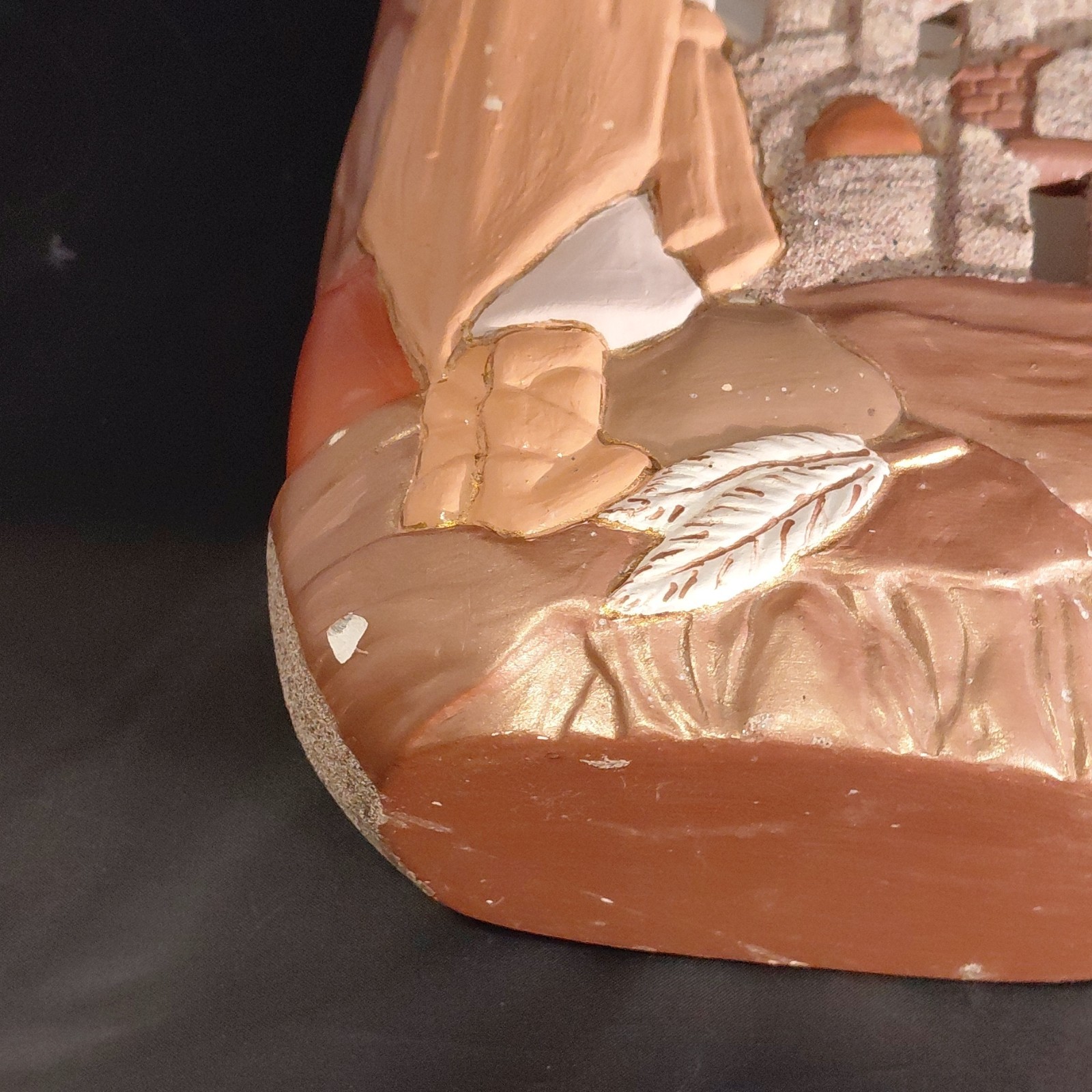 Ceramic Village Scene Figurine, Hand-Painted, 3D Effect