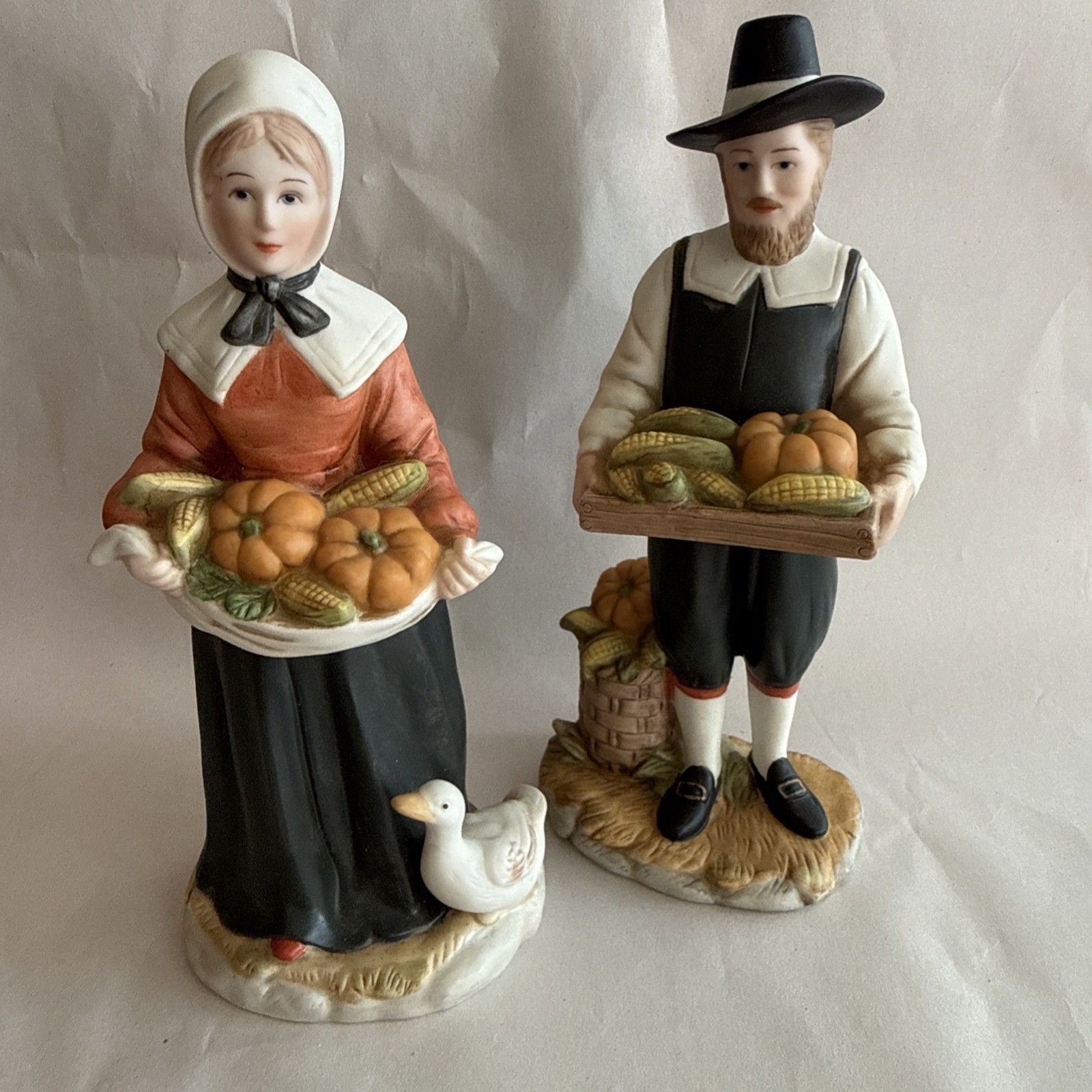 Vtg Home Interiors Pilgrim Figurines Rewards of the Harvest Thanksgiving Decor