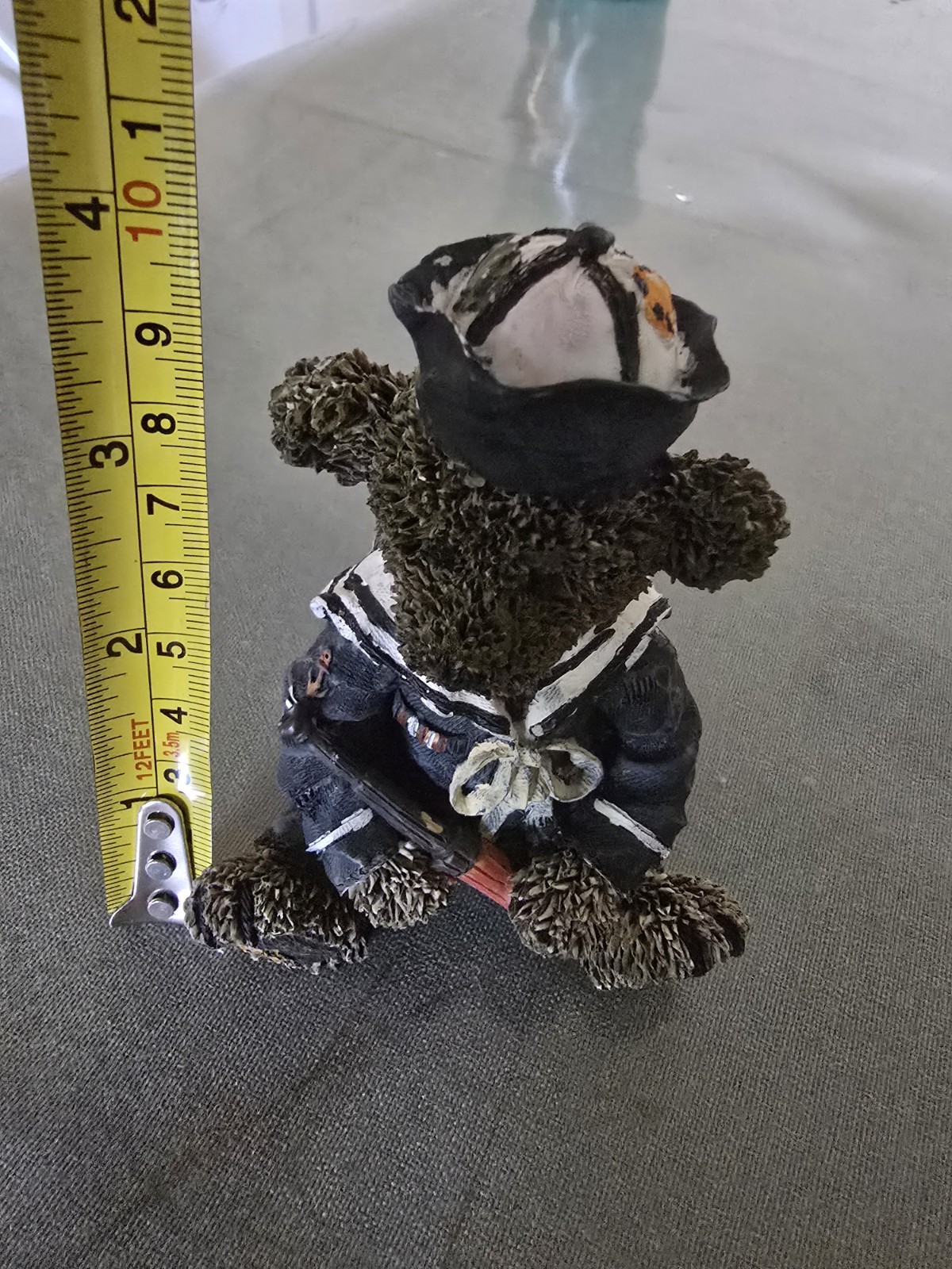 Nautical Theme Sailor Bear Figurine, Navy Uniform Spyglass Monocular Paperweight