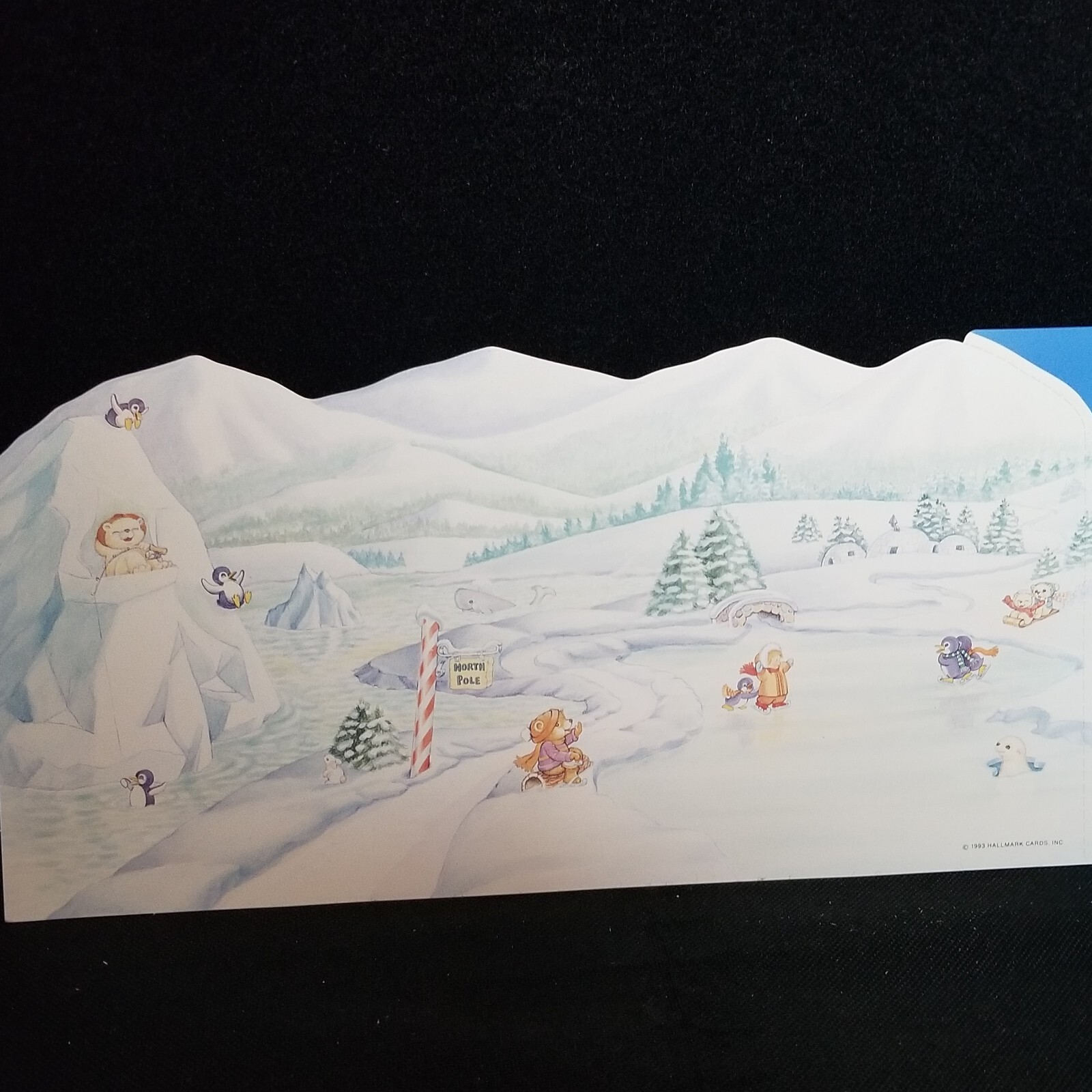 Vintage 1993 Hallmark Merry Miniatures Christmas Display Stand Backdrop NOS