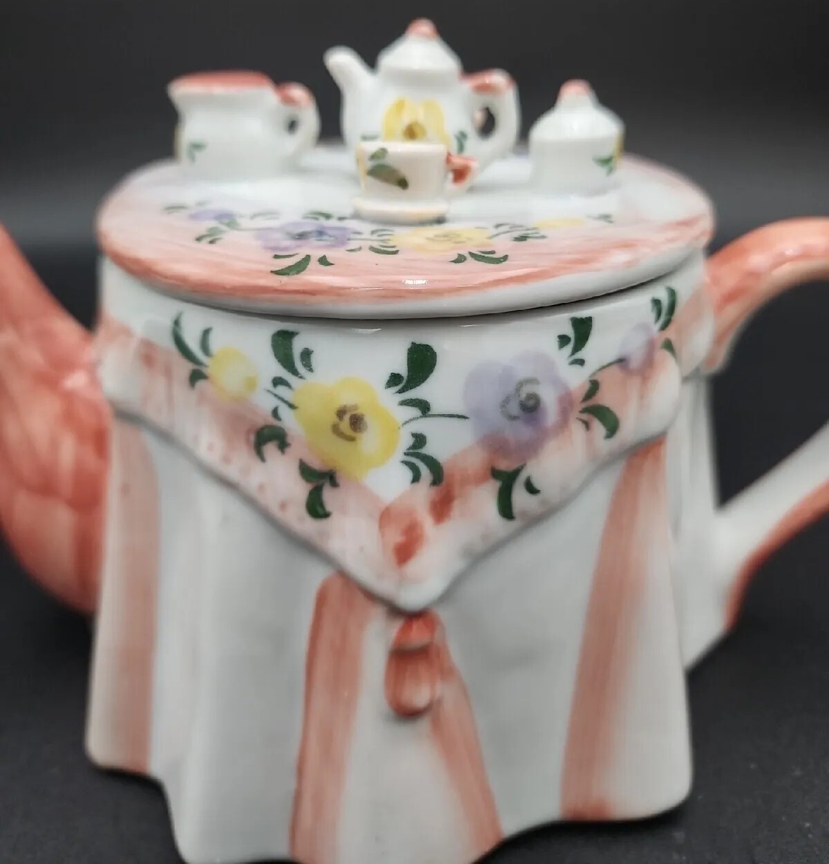 Beautiful CHARLES SADEK “ANDREA” Highly Detailed Porcelain Peach/Teapot
