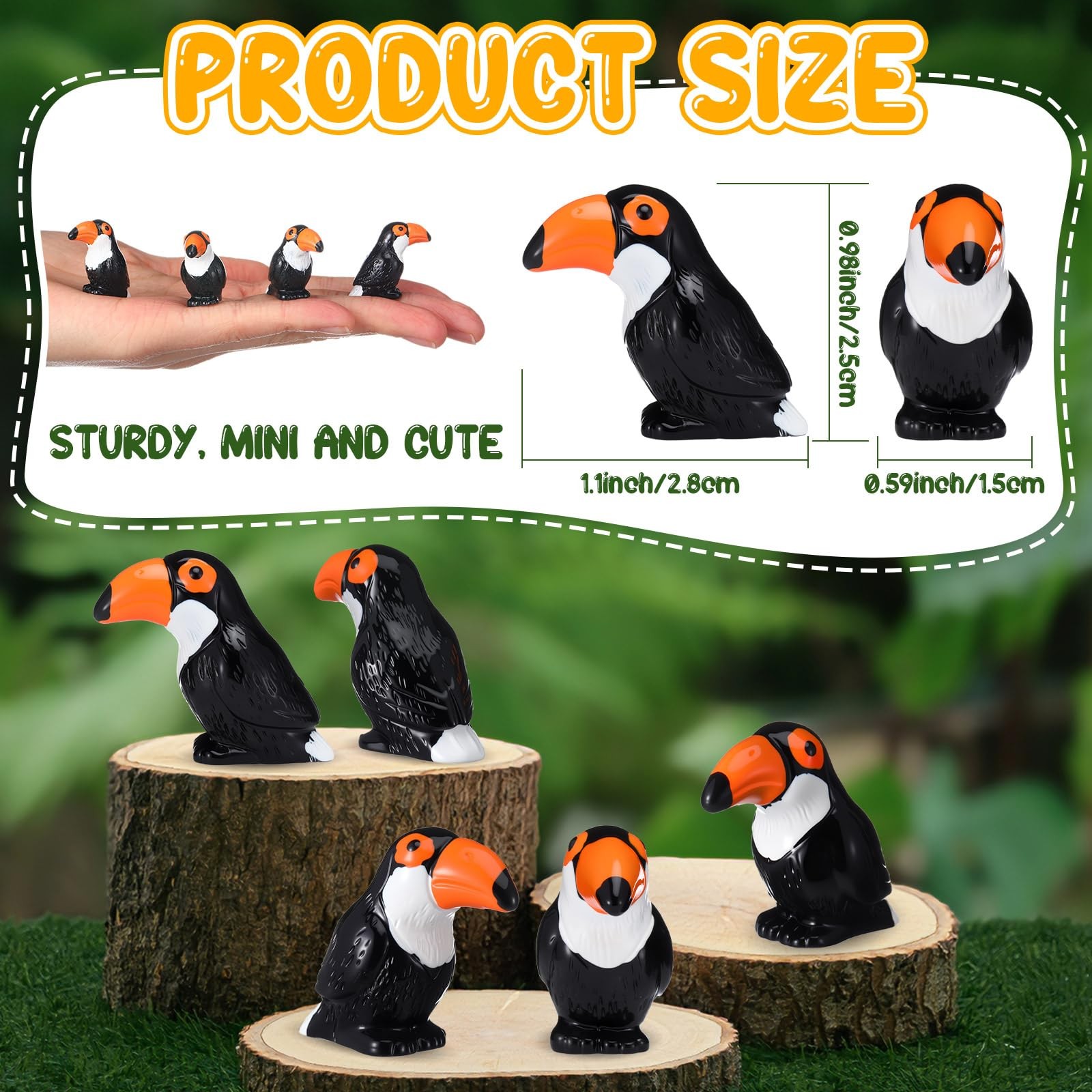 24 Pcs Miniature Tropical Parrot Figurines Resin Parrot Statue Tiny Bird Figu…