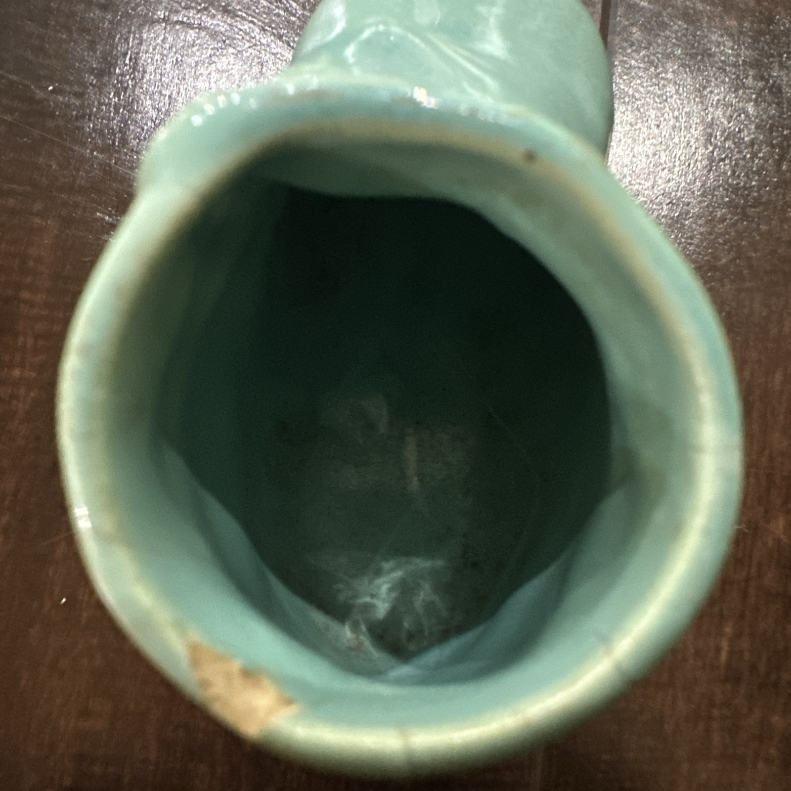 tiny ceramic boot vintage Aqua Blue baby shoe, 1 3/4” tall Precious Nursery Boy