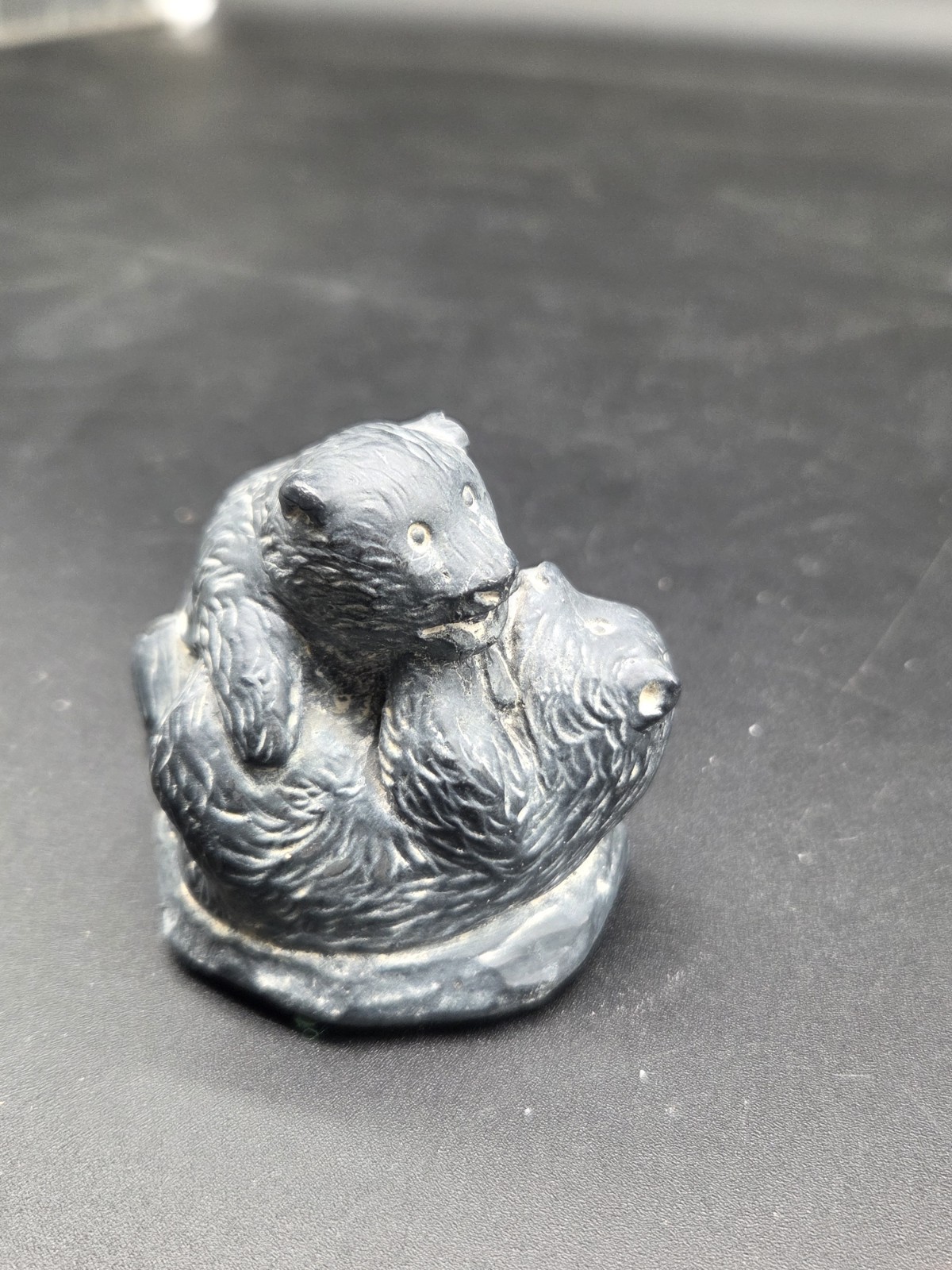 Artisanat Polar Craft Stone Sculpture Bear Cubs Playing Canada