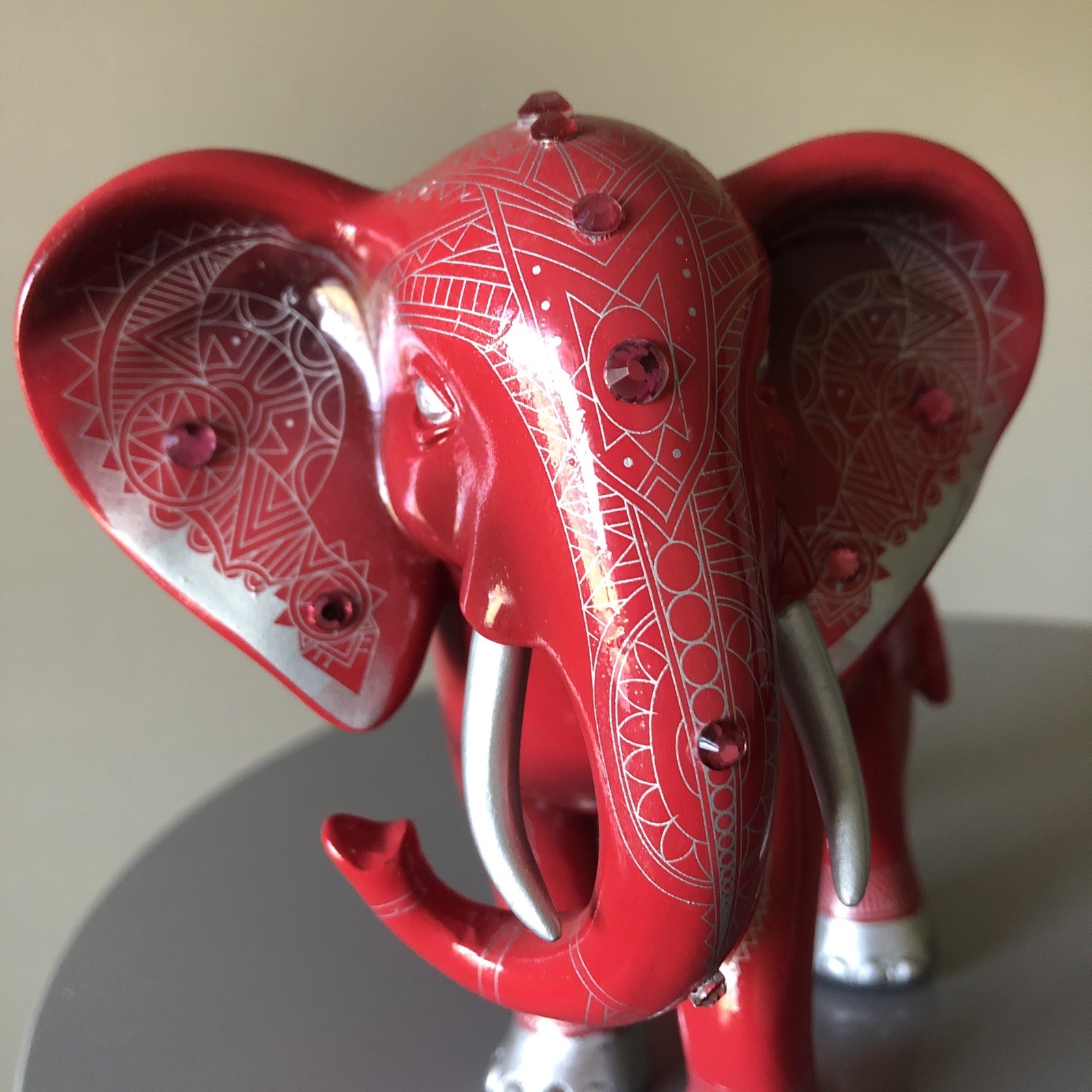 Ruby Red Jewel Elephant Fortune Blake Jenson Elephant Figurine 5” Jewels