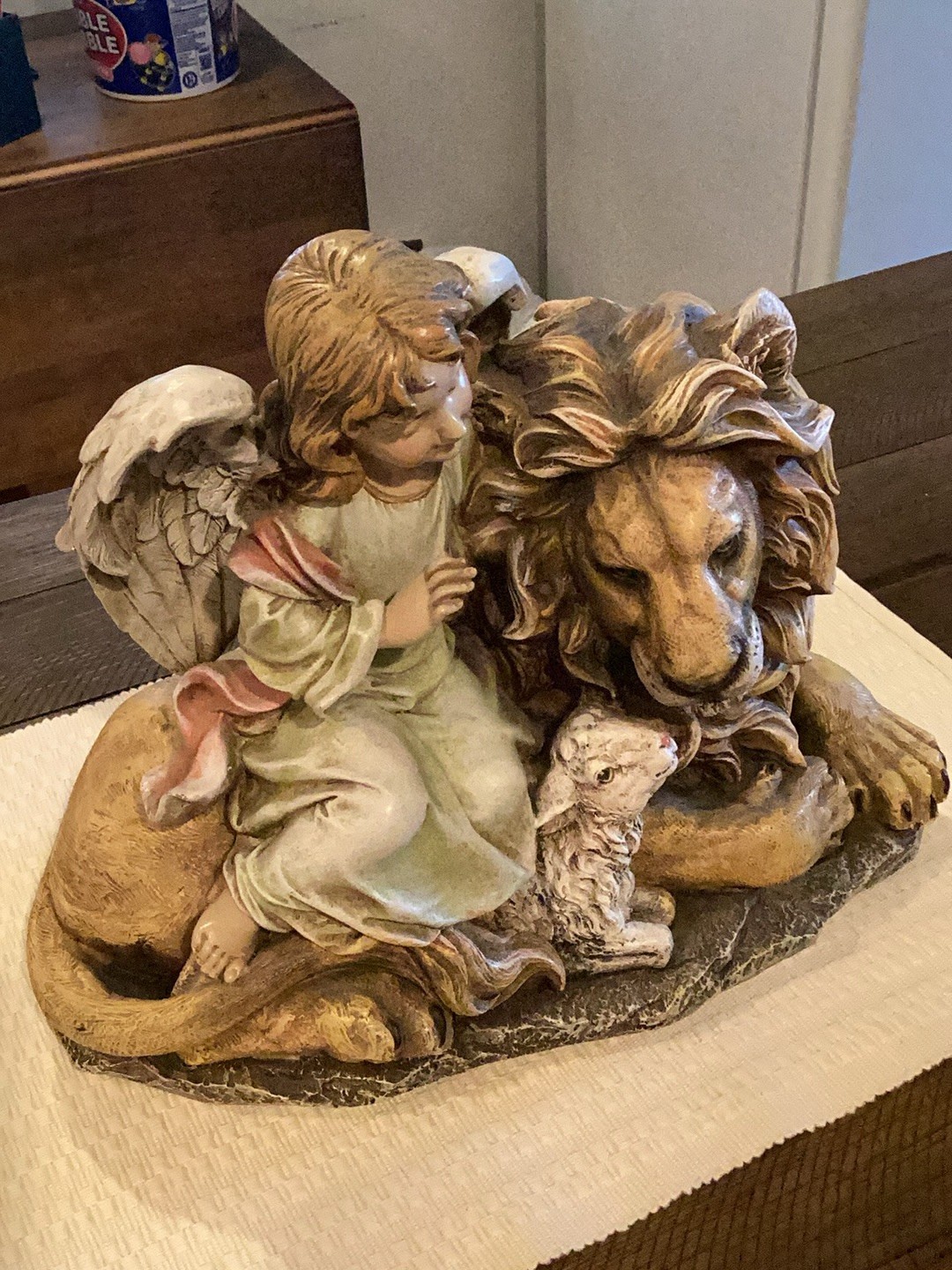 Joseph’s Studio by Roman – Angel with Lion and Lamb Figure 11.5″ H Decoration