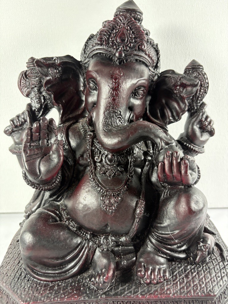 Vintage Ganesha Resin Statue Lord Ganesh Hindu Deity Figure India 9″ tall