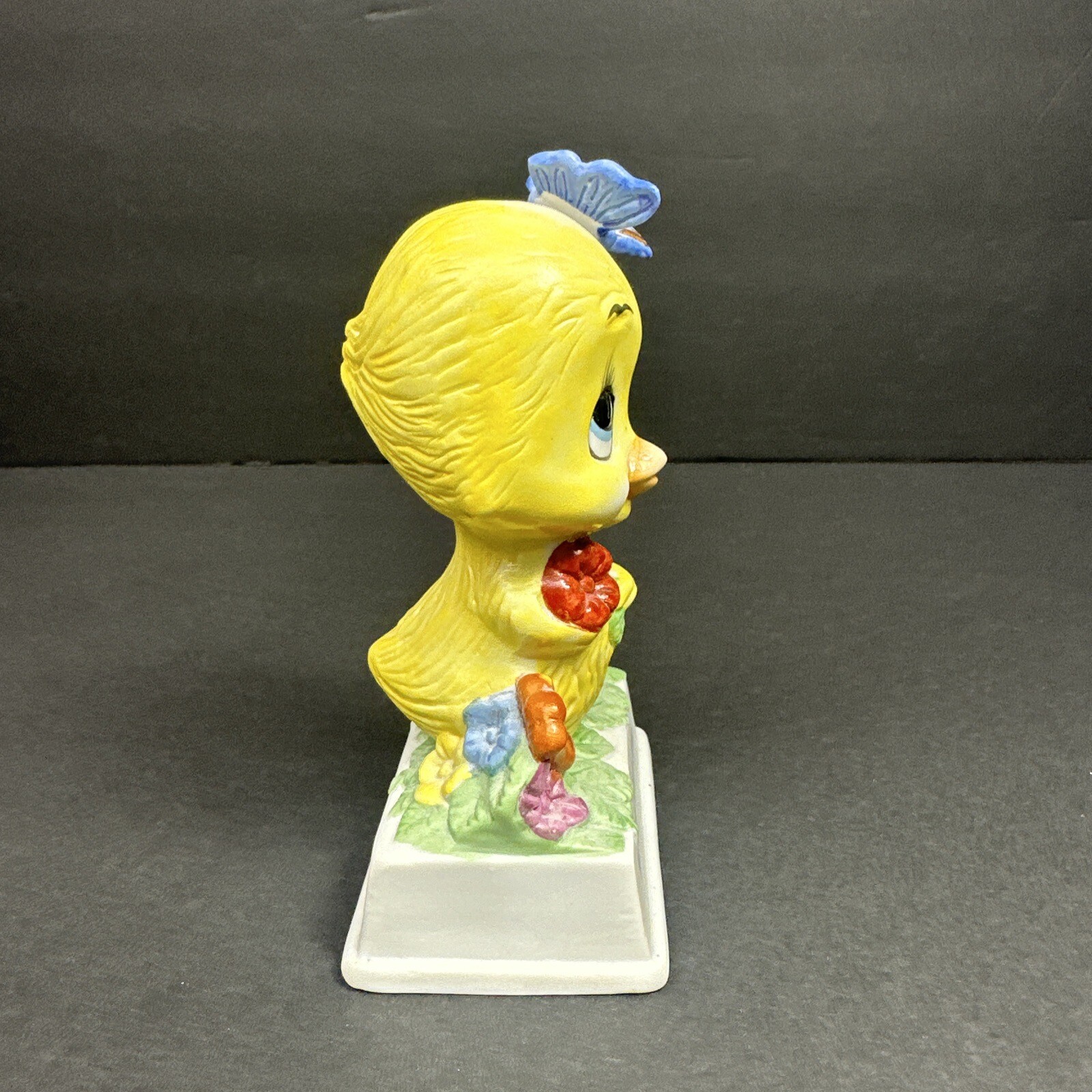 Vtg 1979 Russ Berrie & Co ceramic yellow duck Butterfly We Need Each Other Gift