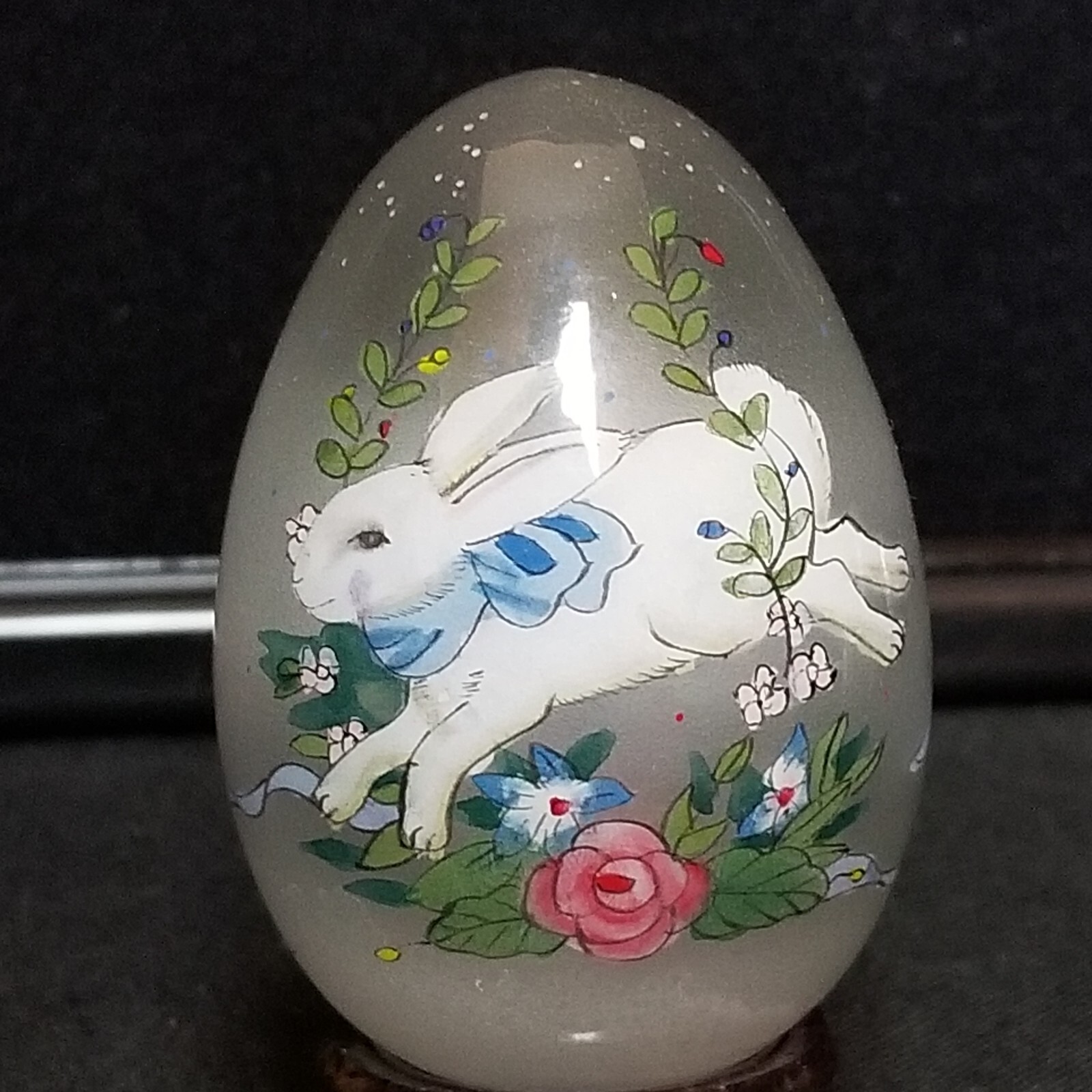 Vintage 1991 Bill Yee Collectible Eggs 4 Lot 1.75″- 3″ Stands Easter Bunny
