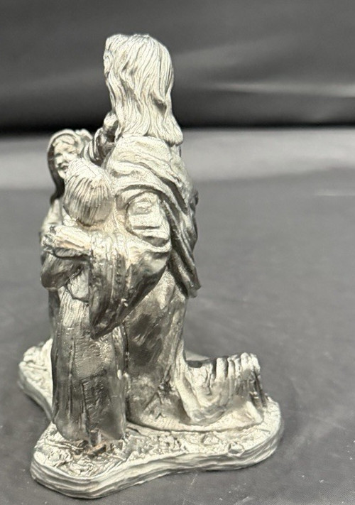 Vintage Michael Ricker Pewter Jesus Talking to Children Sculpture Figurine 1999
