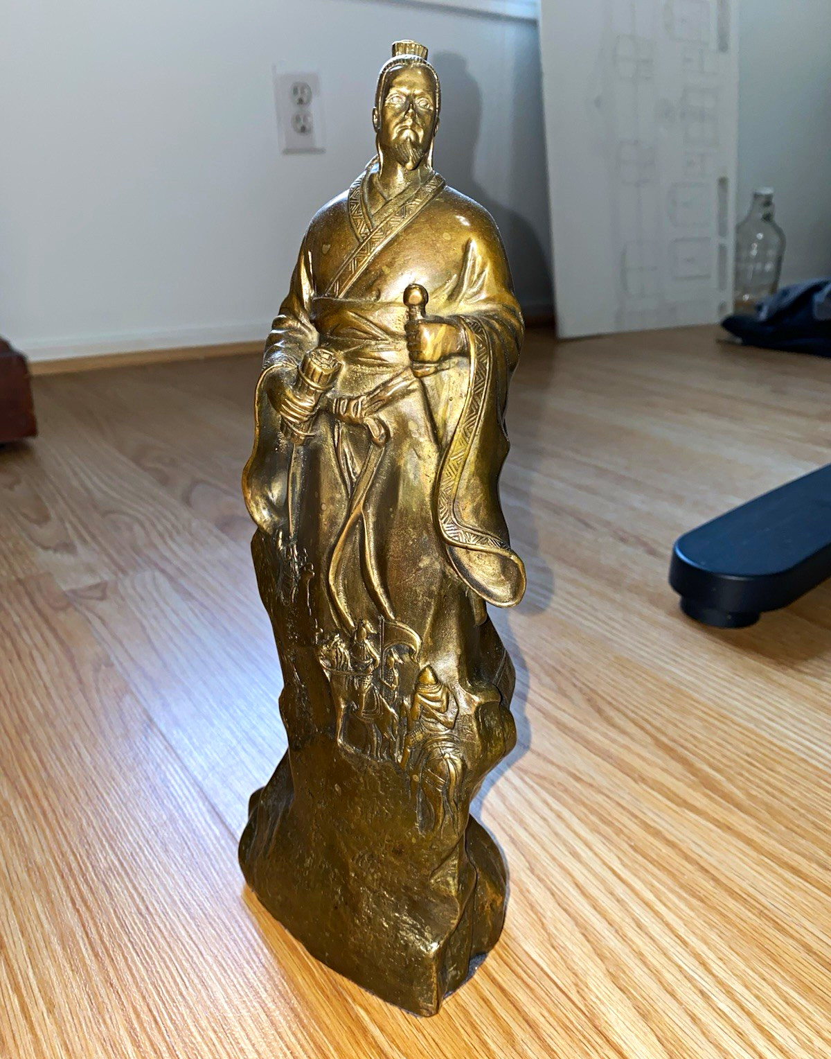Gold-Tone Metal, Sun Tzu, Holding Sword, Metallic, Feng Shui