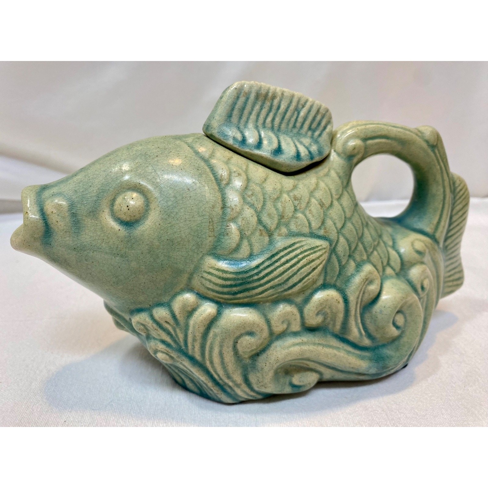 Andrea by Sadek Fish Teapot Vessel Celadon Mint Green