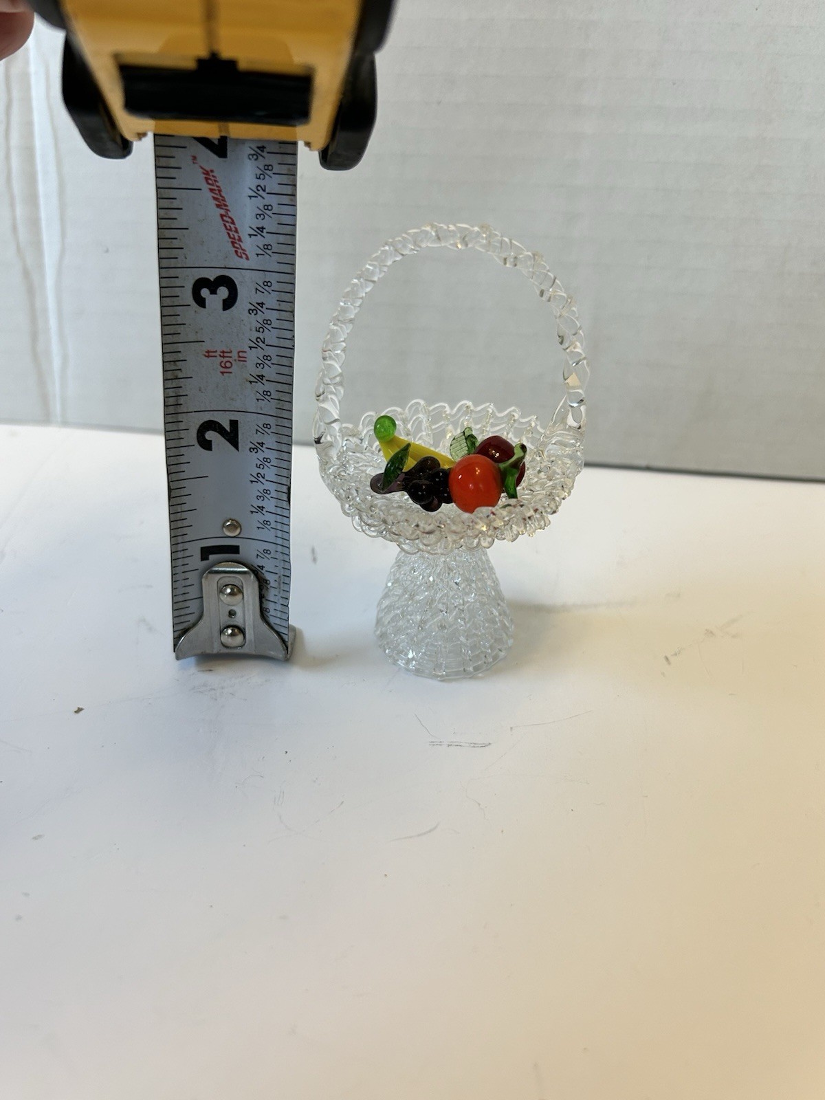 Vintage Spun Blown Glass Fruit Basket Miniature Decoration Dollhouse Kitchen