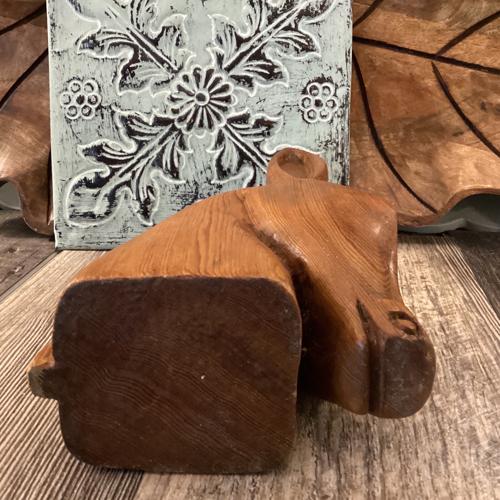 Mid Century Modern Deer/Mule Figurine Carved Wood Vintage