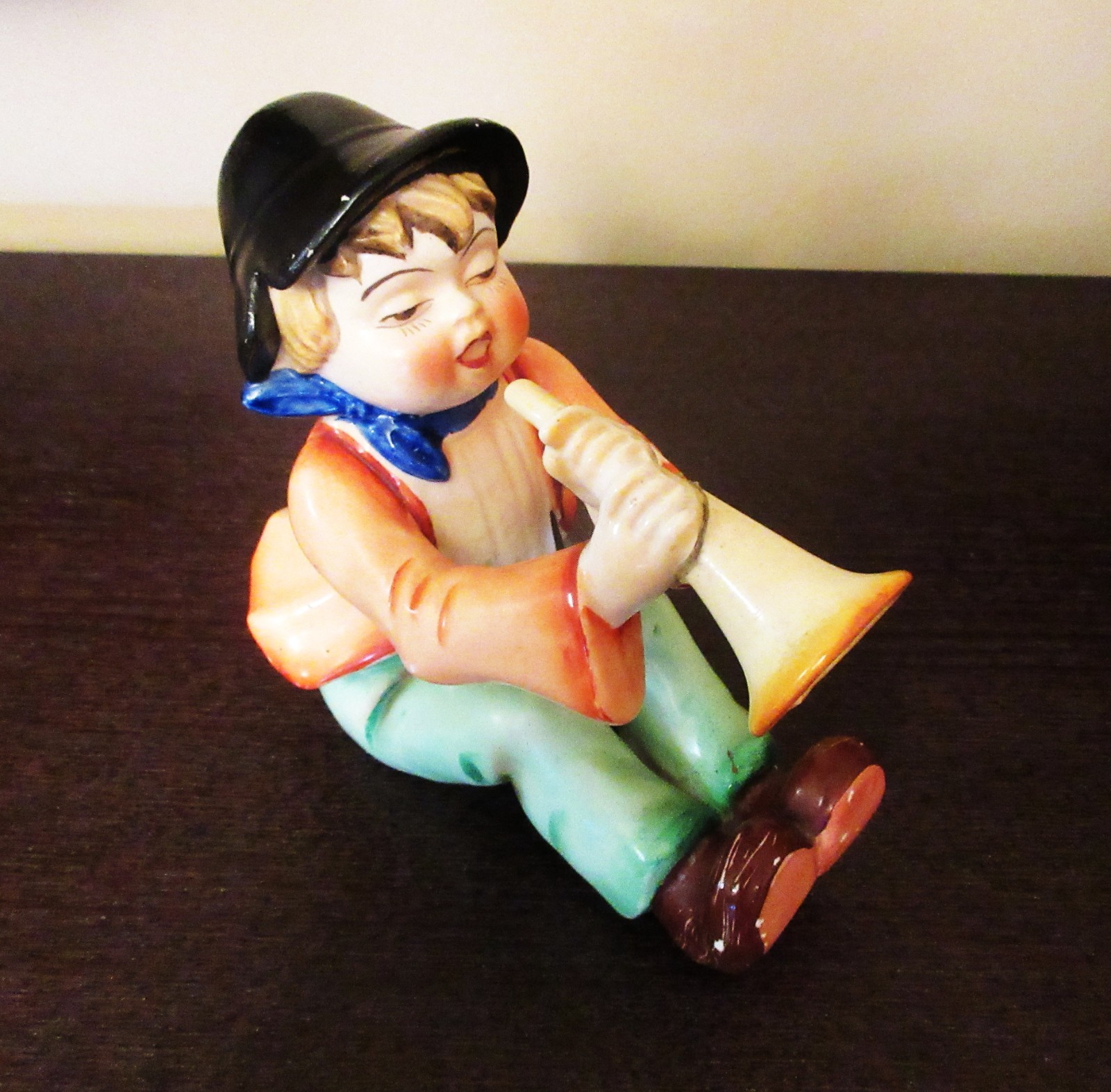 Vintage Figure – Boy Playing Horn – Made in Japan – 5.5″ x 5″ x 3″ Hand Painted