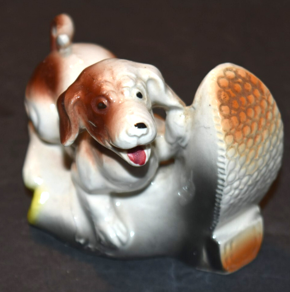 VTG, JAPANESE FIGURINE “Dog with Large Boot,” (2.25″ x 2.50″ x 3.50″) New