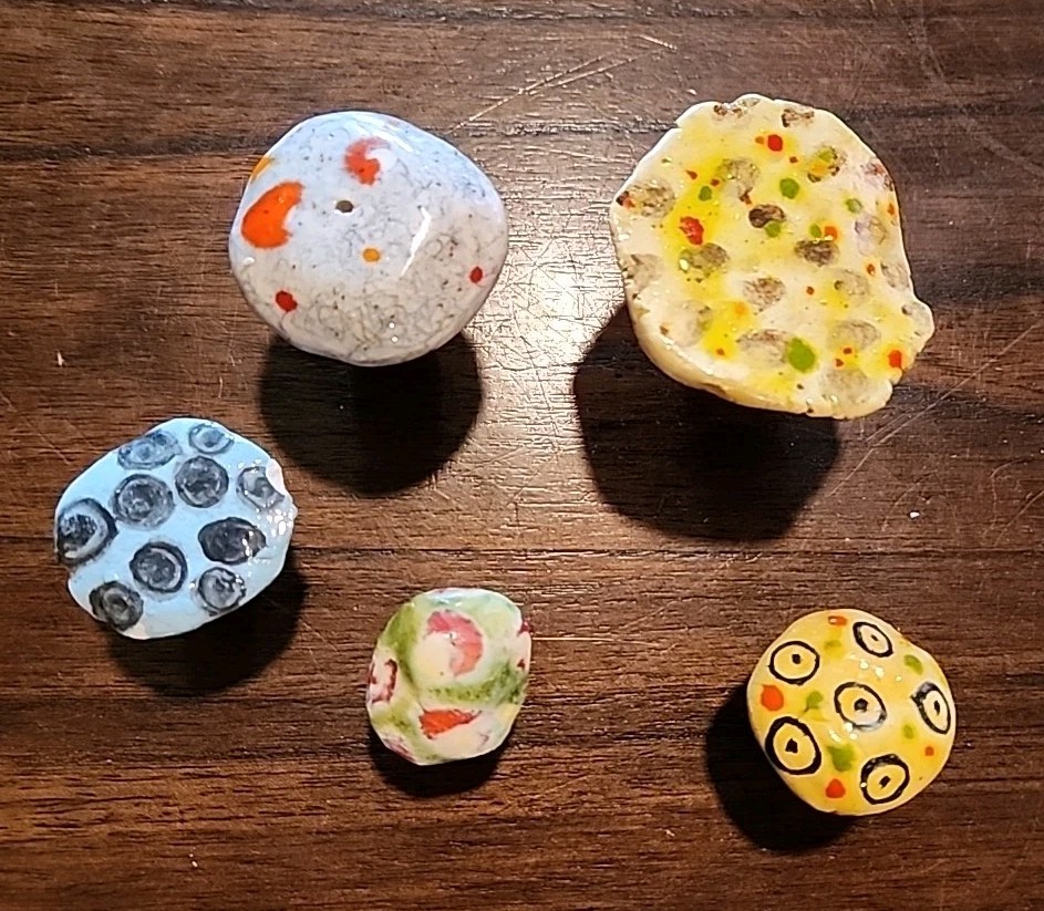 Vintage 5 Mushrooms Handcrafted Clay Whimsical Garden CottageCore-Retro-Esthetic